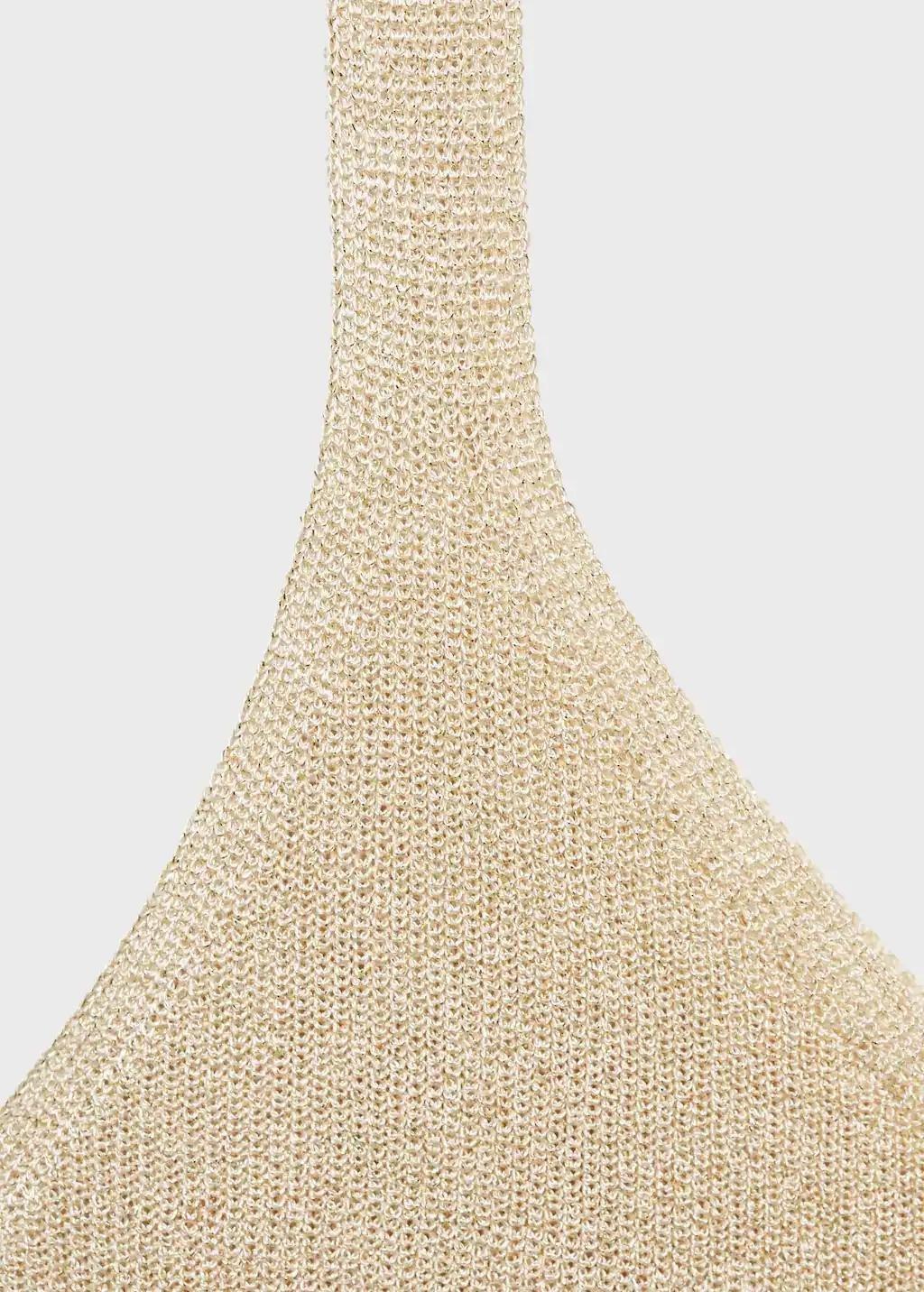 Gold Lurex Knitted V-Neck Top, , large image number 6