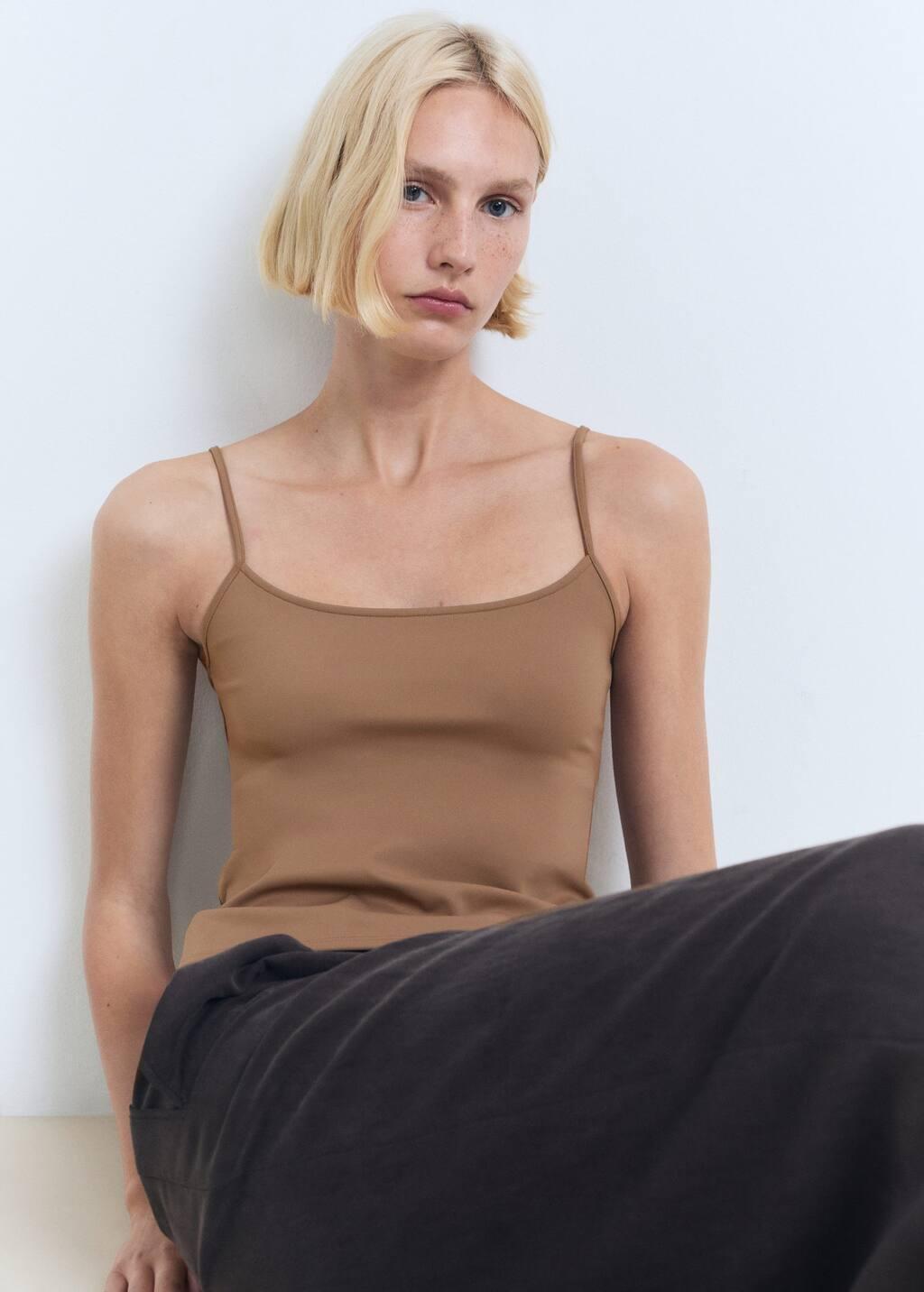 BROWN Spaghetti strap top, , large image number 2