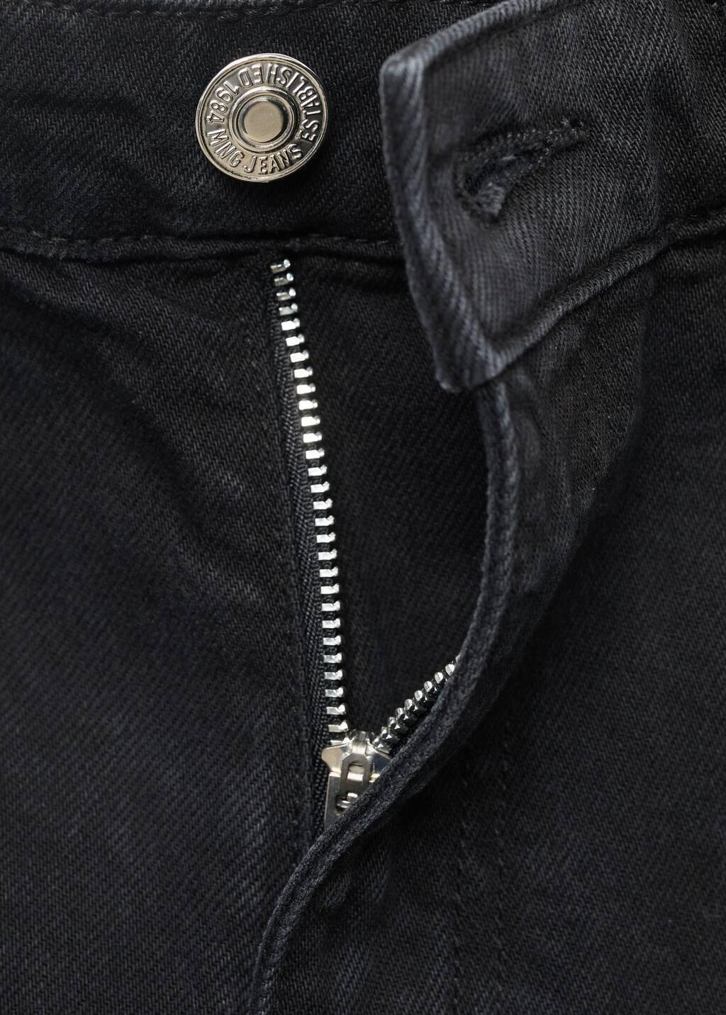 Black High-Waisted Straight-Fit Denim Shorts, 0201_TN, large image number 4