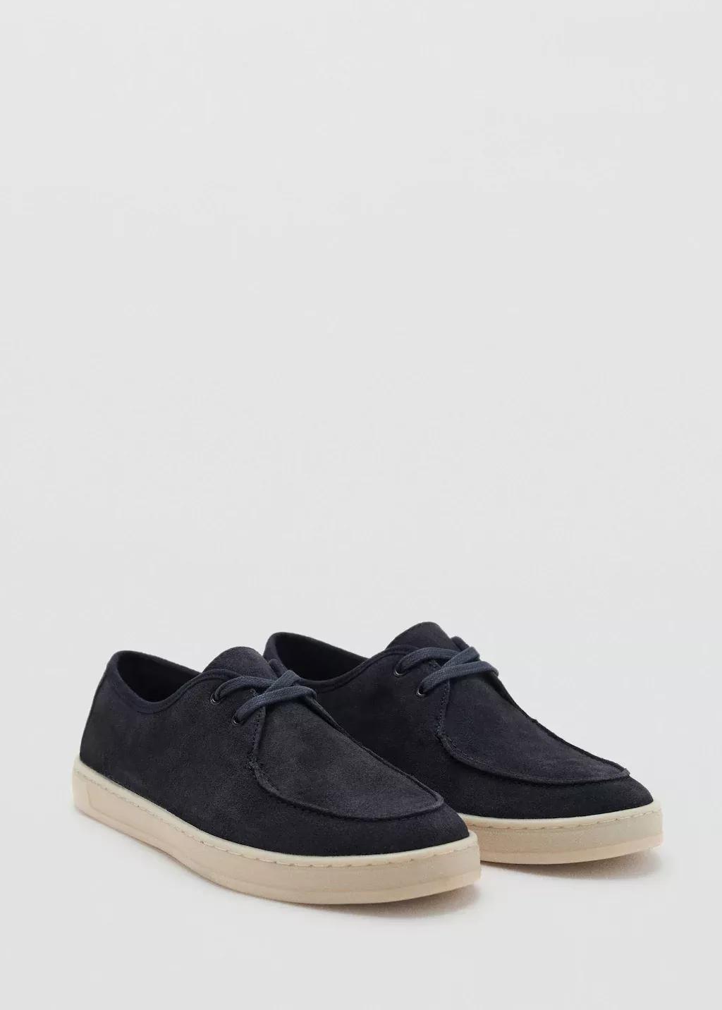 Navy Suede Nautical Shoes, Navy, medium