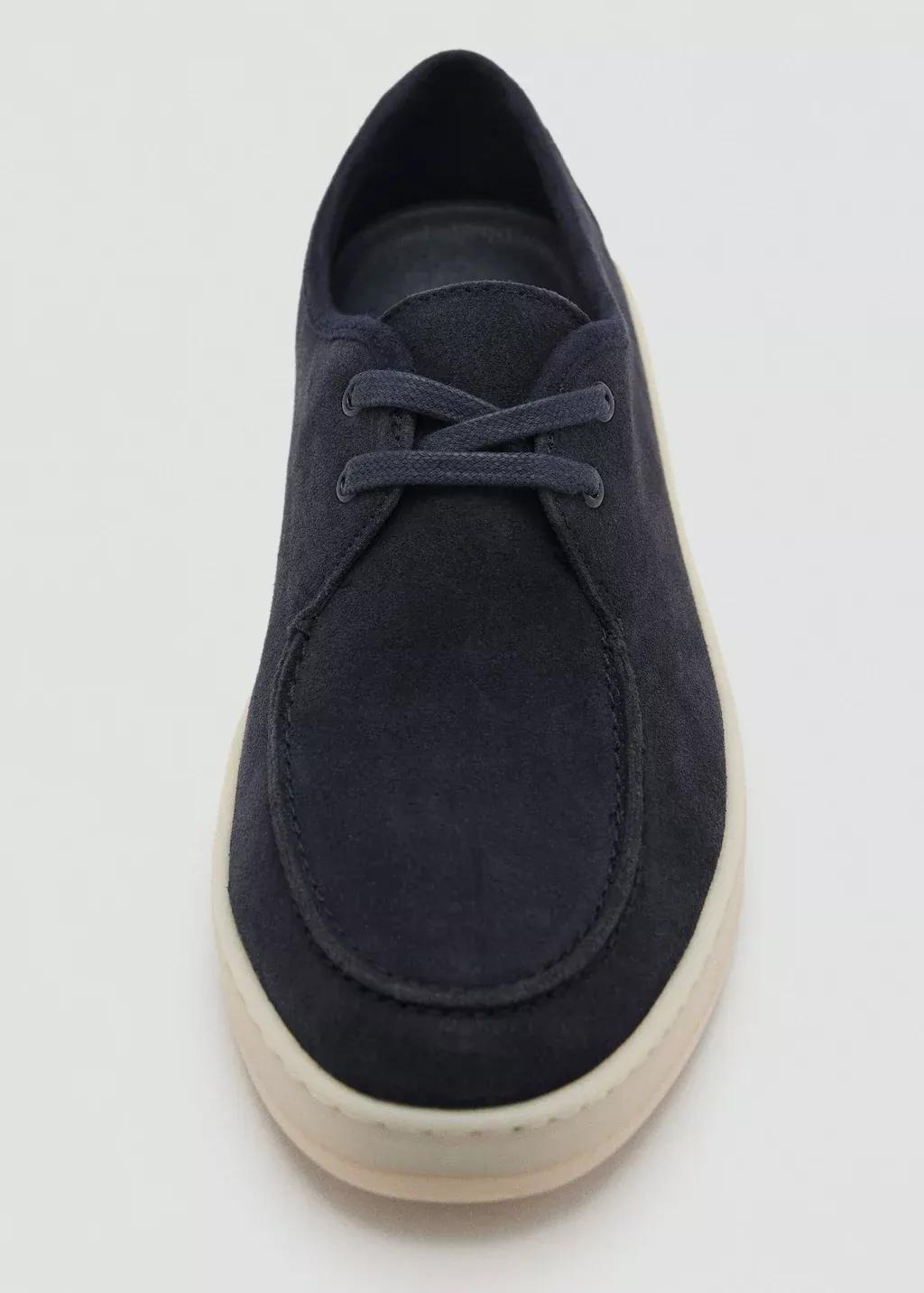 Navy Suede Nautical Shoes, Navy, large image number 2