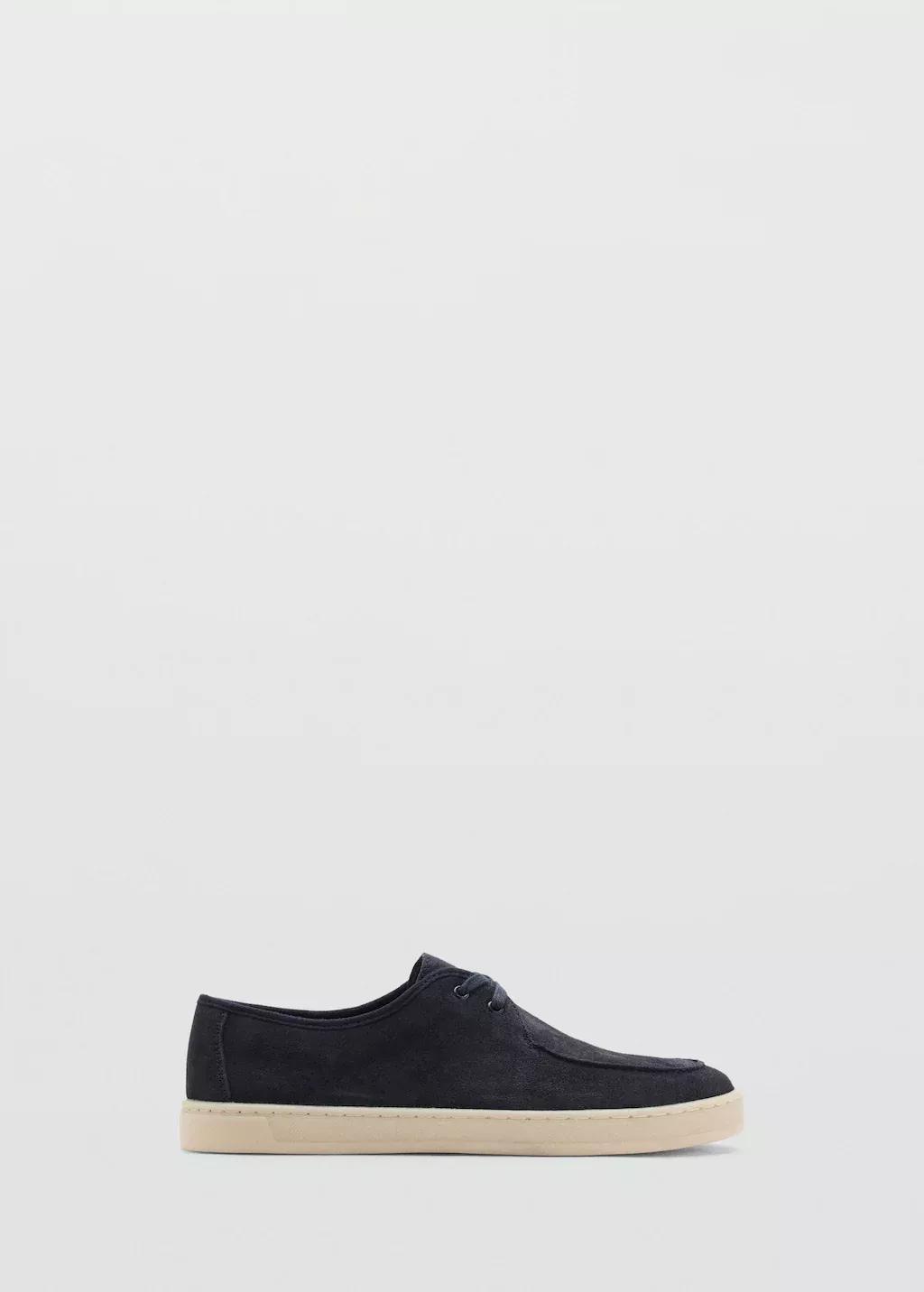 Navy Suede Nautical Shoes, Navy, large image number 3