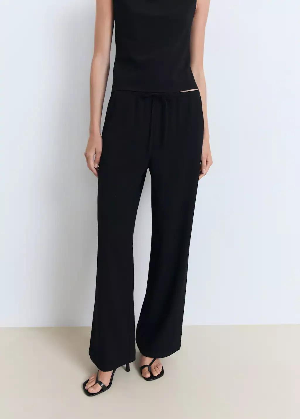 BLACK Asymmetrical draped top with straps, , large image number 0