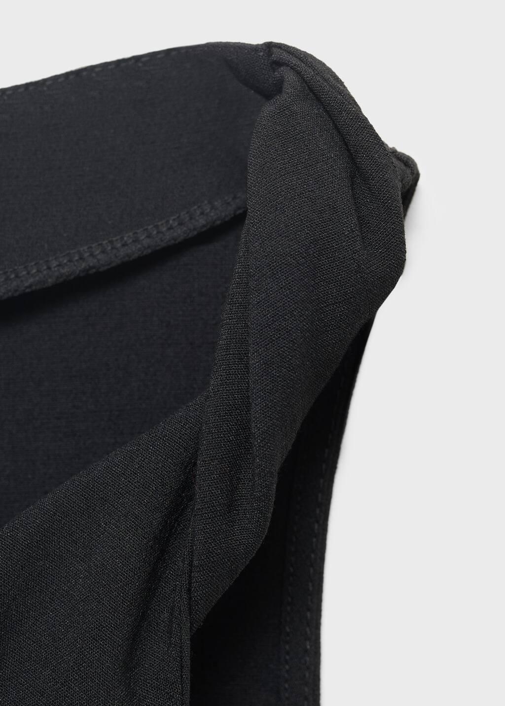 BLACK Asymmetrical draped top with straps, , large image number 4