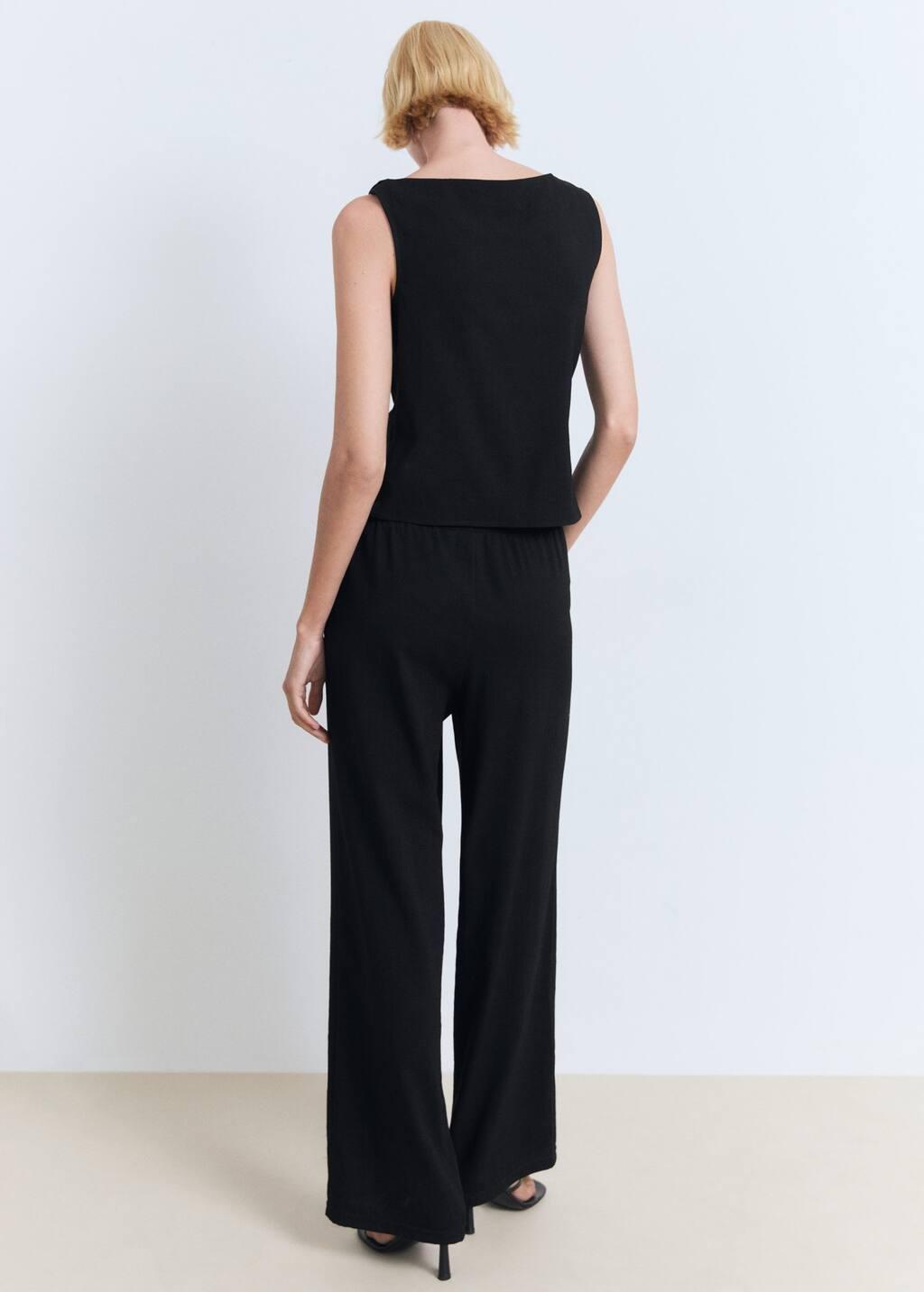 BLACK Asymmetrical draped top with straps, , large image number 5
