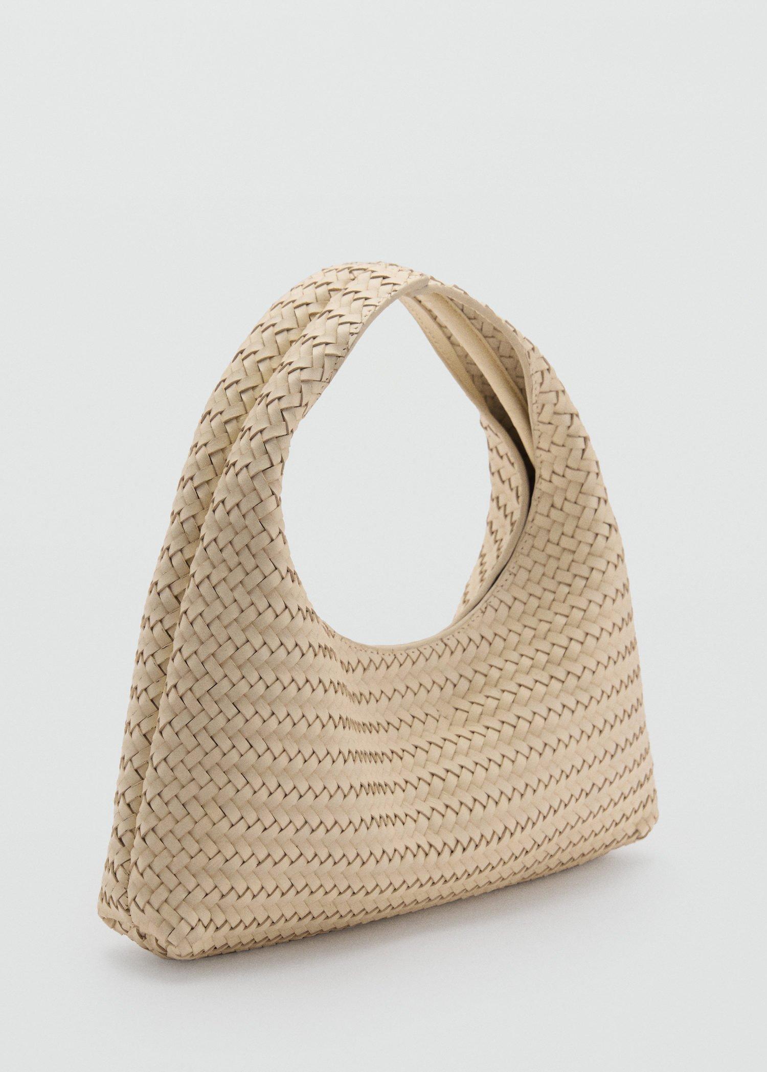 White Braided Leather Handbag, Natural White, large image number 1