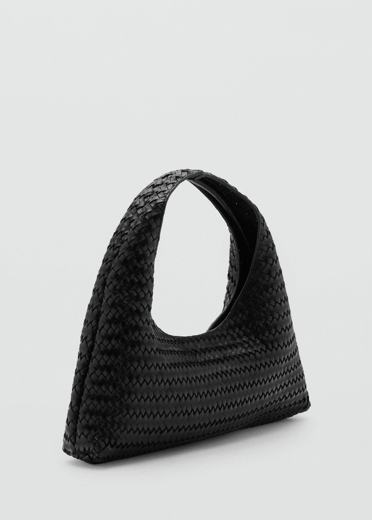 Black Braided Leather Handbag, , medium