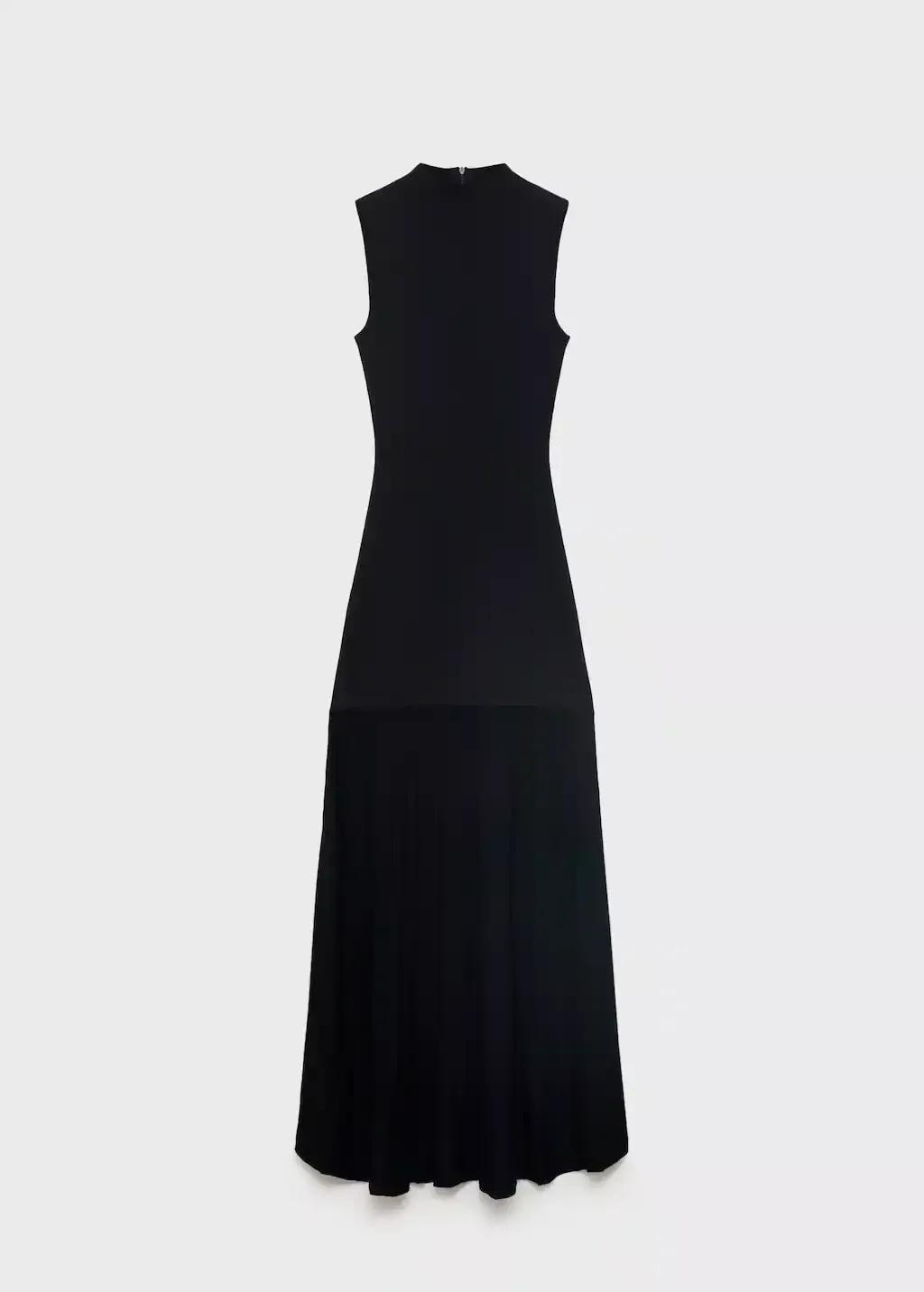 BLACK Combined dress with perkins collar, , large image number 4