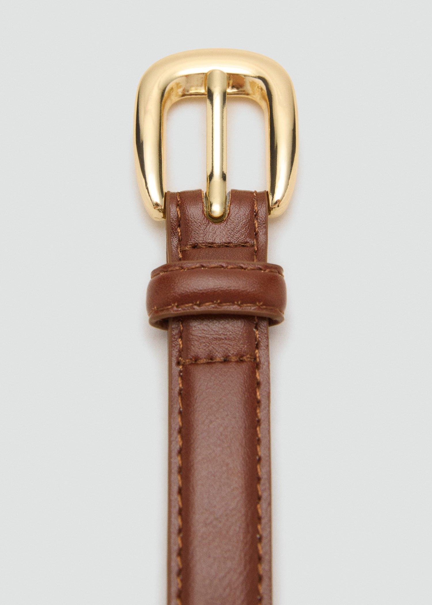 Brown Thin Belt With Metal Buckle, , medium