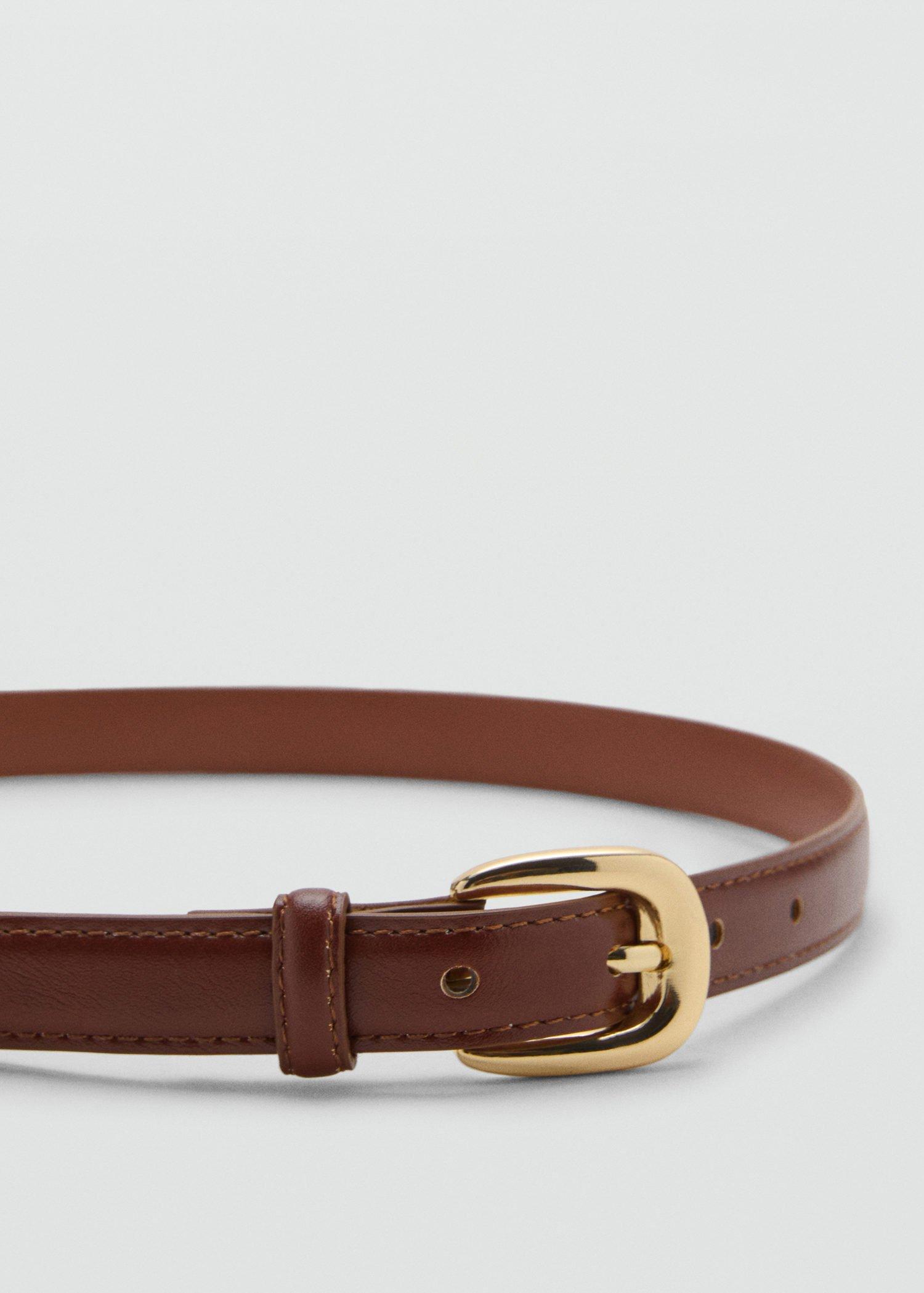 Brown Thin Belt With Metal Buckle, , large image number 1