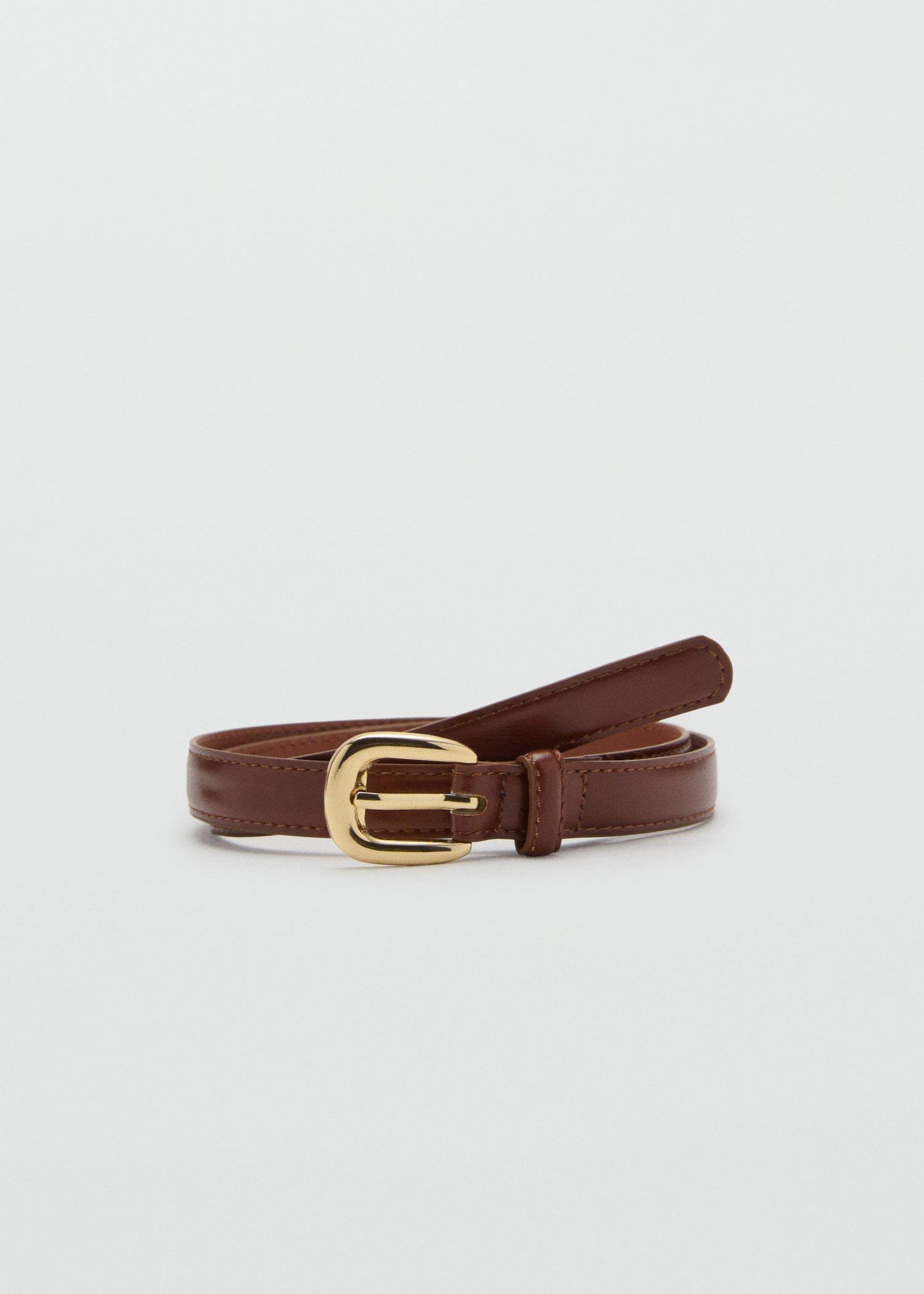 Brown Thin Belt With Metal Buckle, , large image number 3