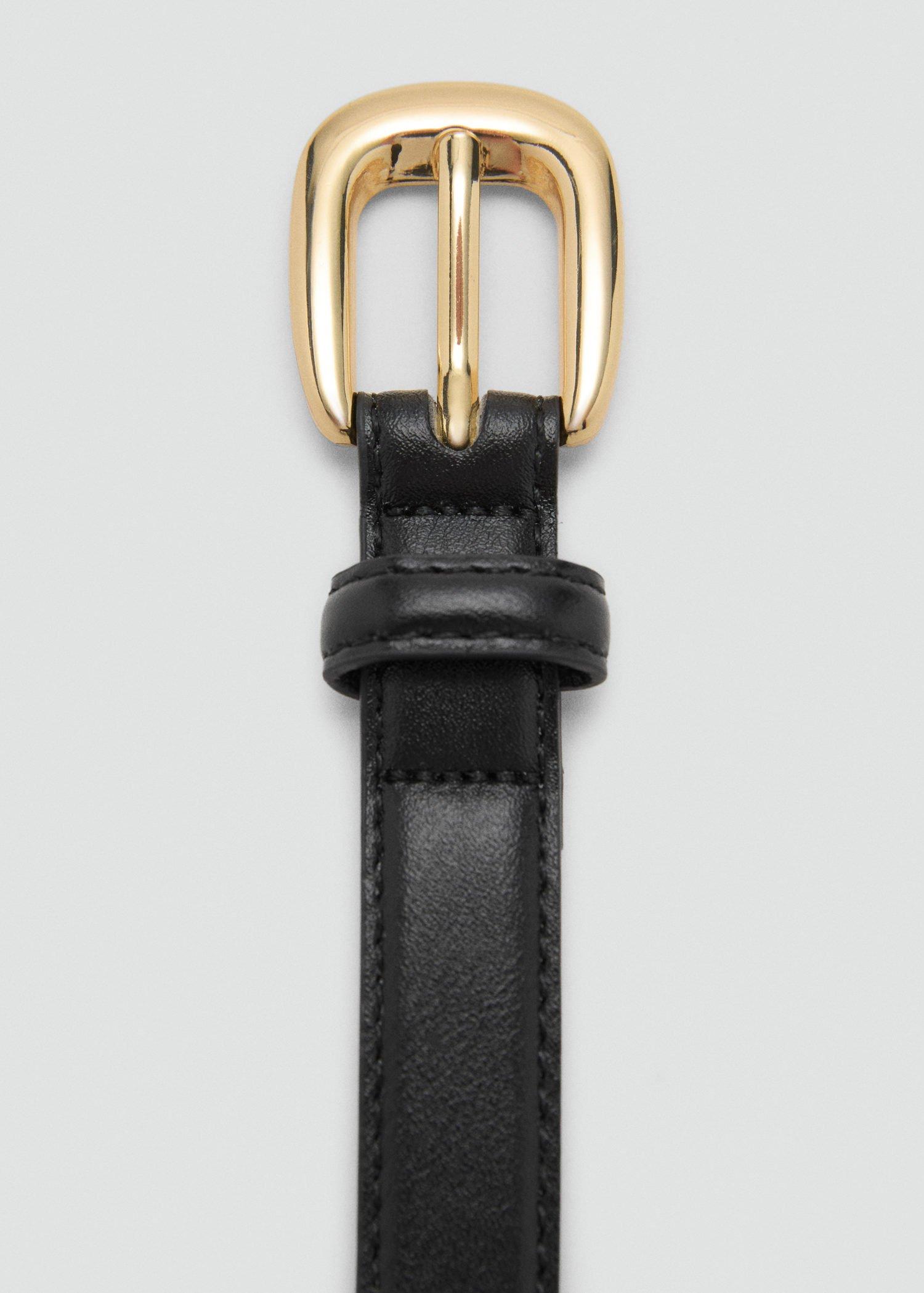 Black Thin Belt With Metal Buckle, , large image number 0