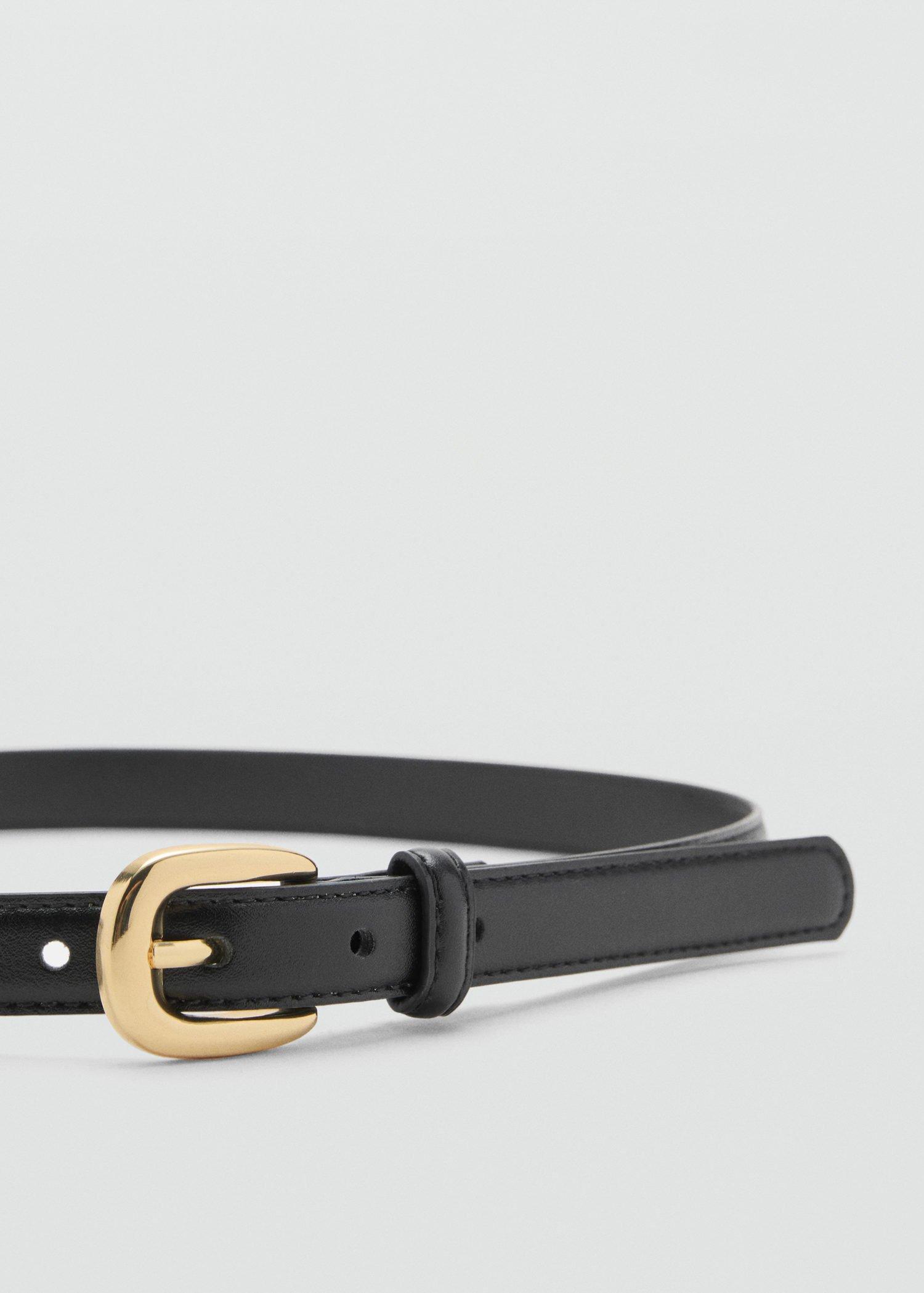 Black Thin Belt With Metal Buckle, , large image number 1