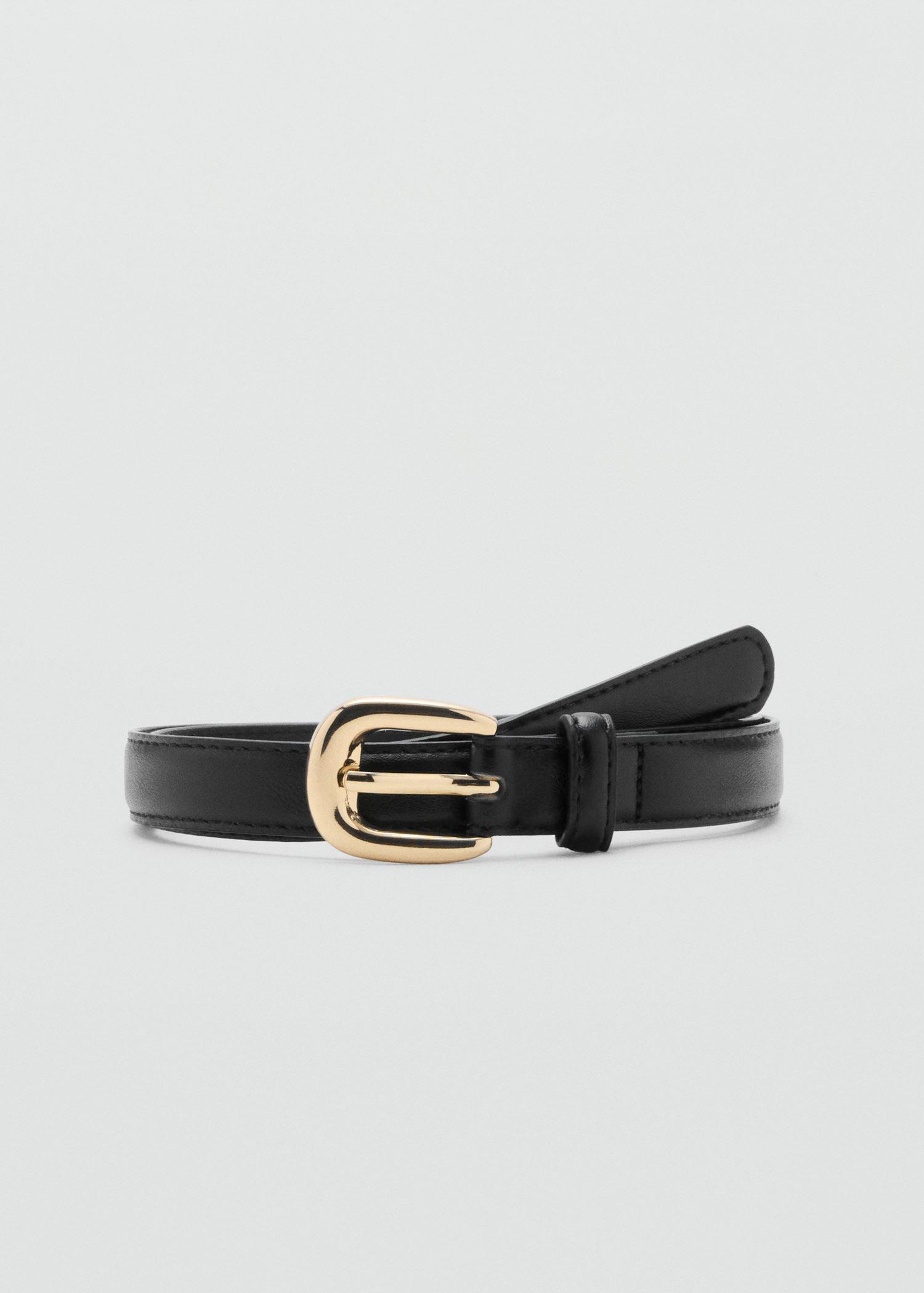 Black Thin Belt With Metal Buckle, , large image number 2