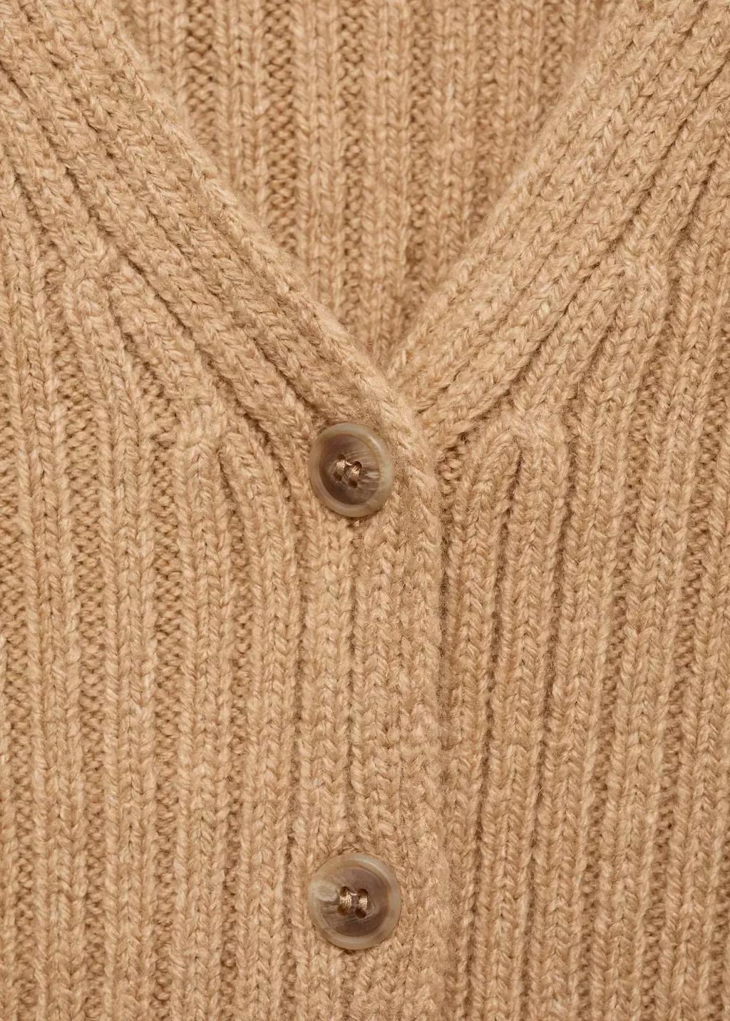 Brown V-Neck Ribbed Cardigan, Medium Brown, large image number 2