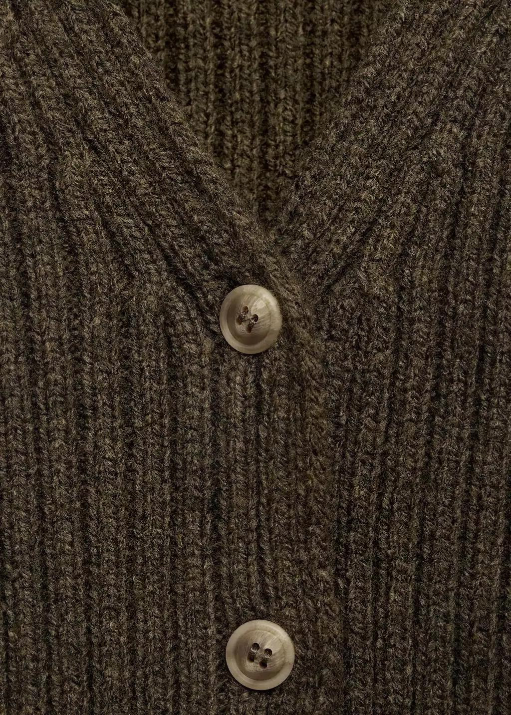 Khaki V-Neck Ribbed Cardigan, 0201_37, medium