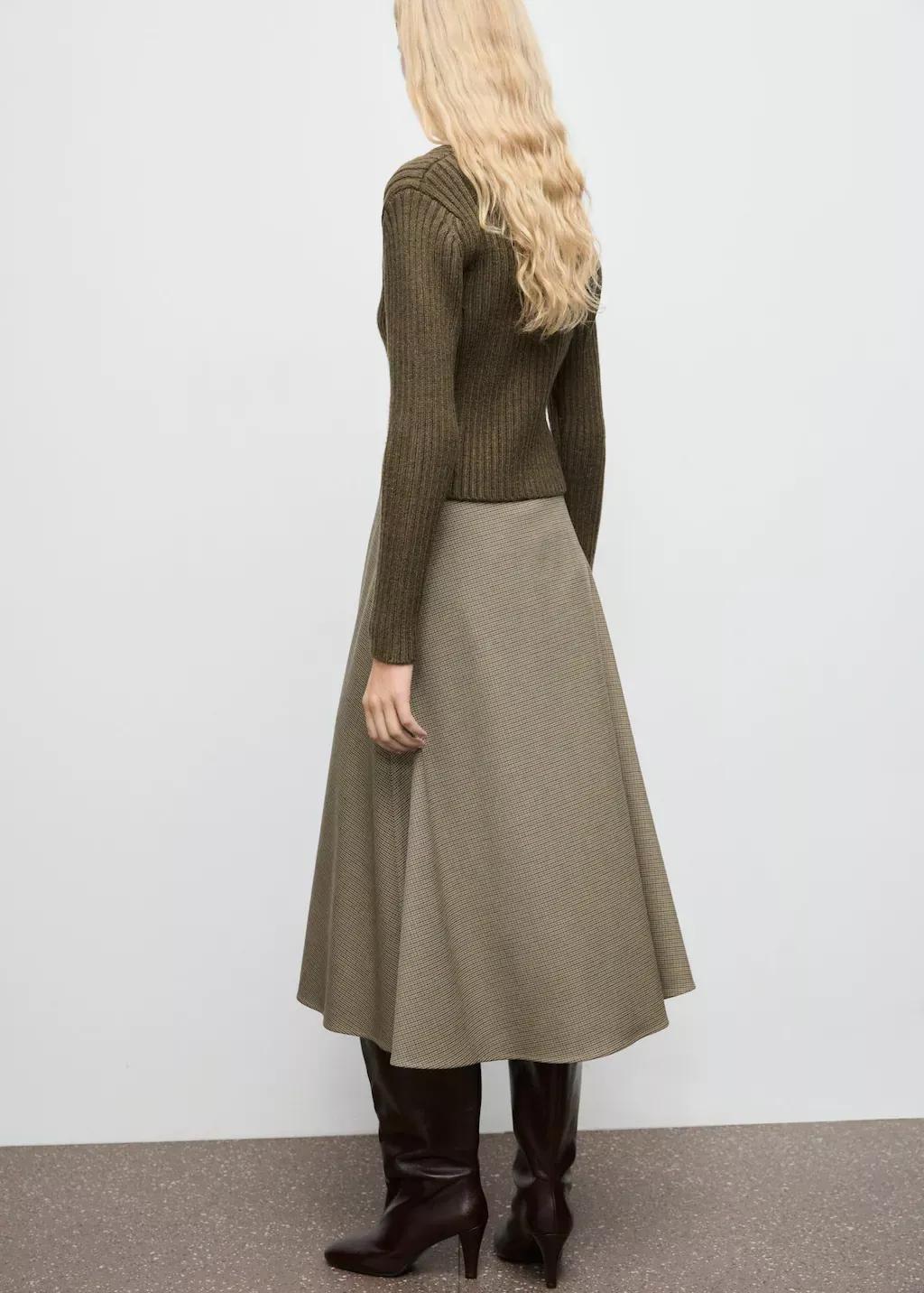 Khaki V-Neck Ribbed Cardigan, 0201_37, medium