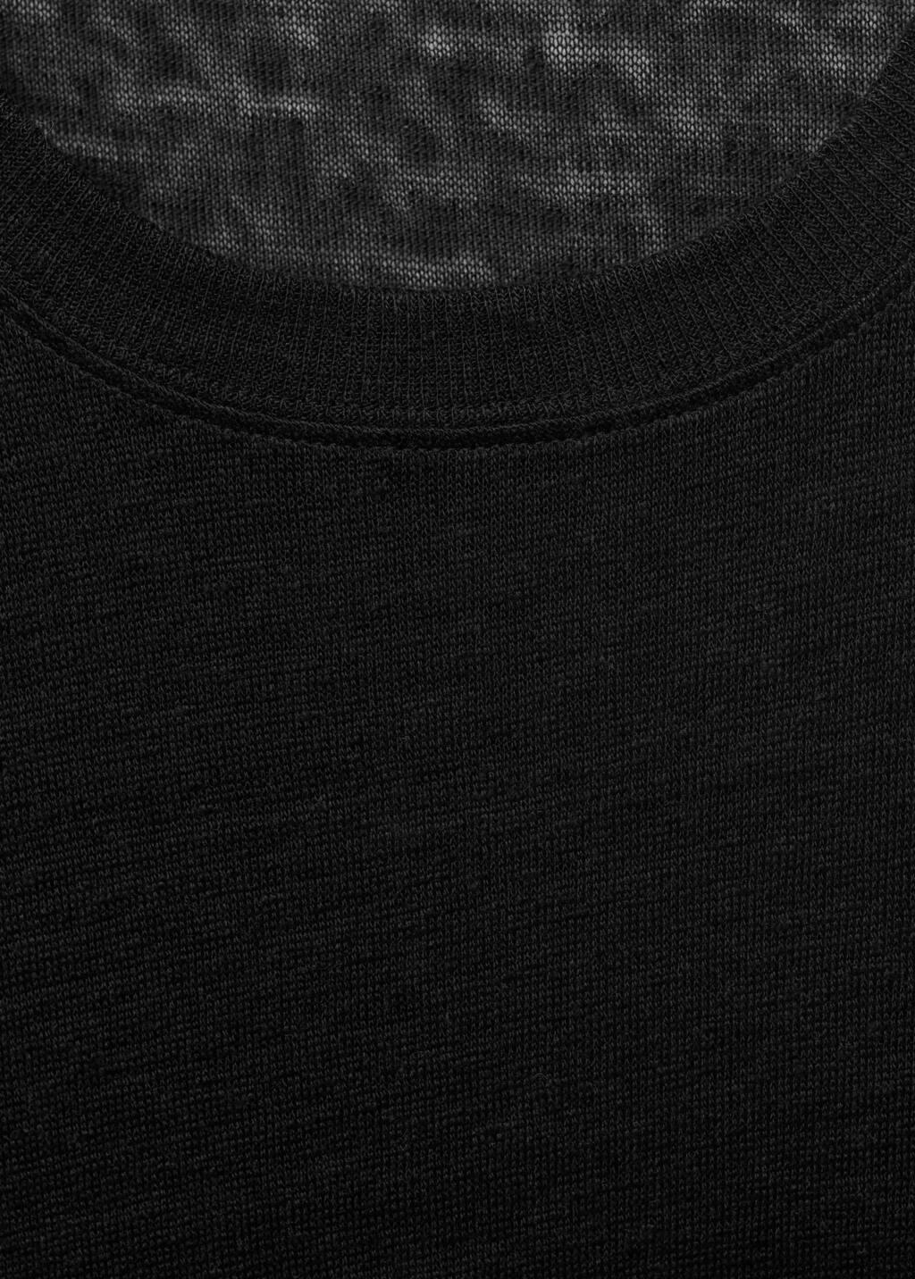 Black Short-Sleeved Linen T-Shirt, , large image number 6