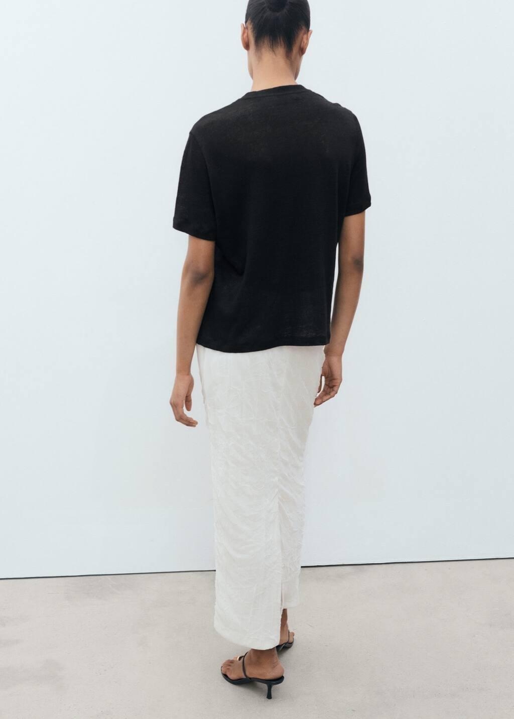Black Short-Sleeved Linen T-Shirt, , large image number 7