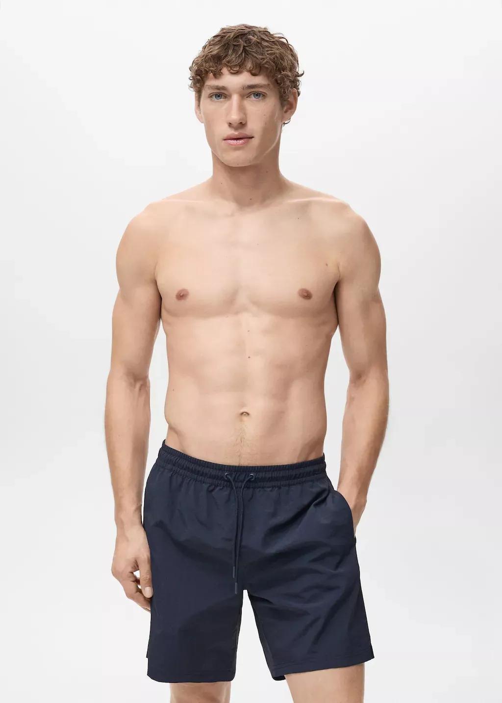 Navy Basic Drawstring Swimsuit, , large image number 0
