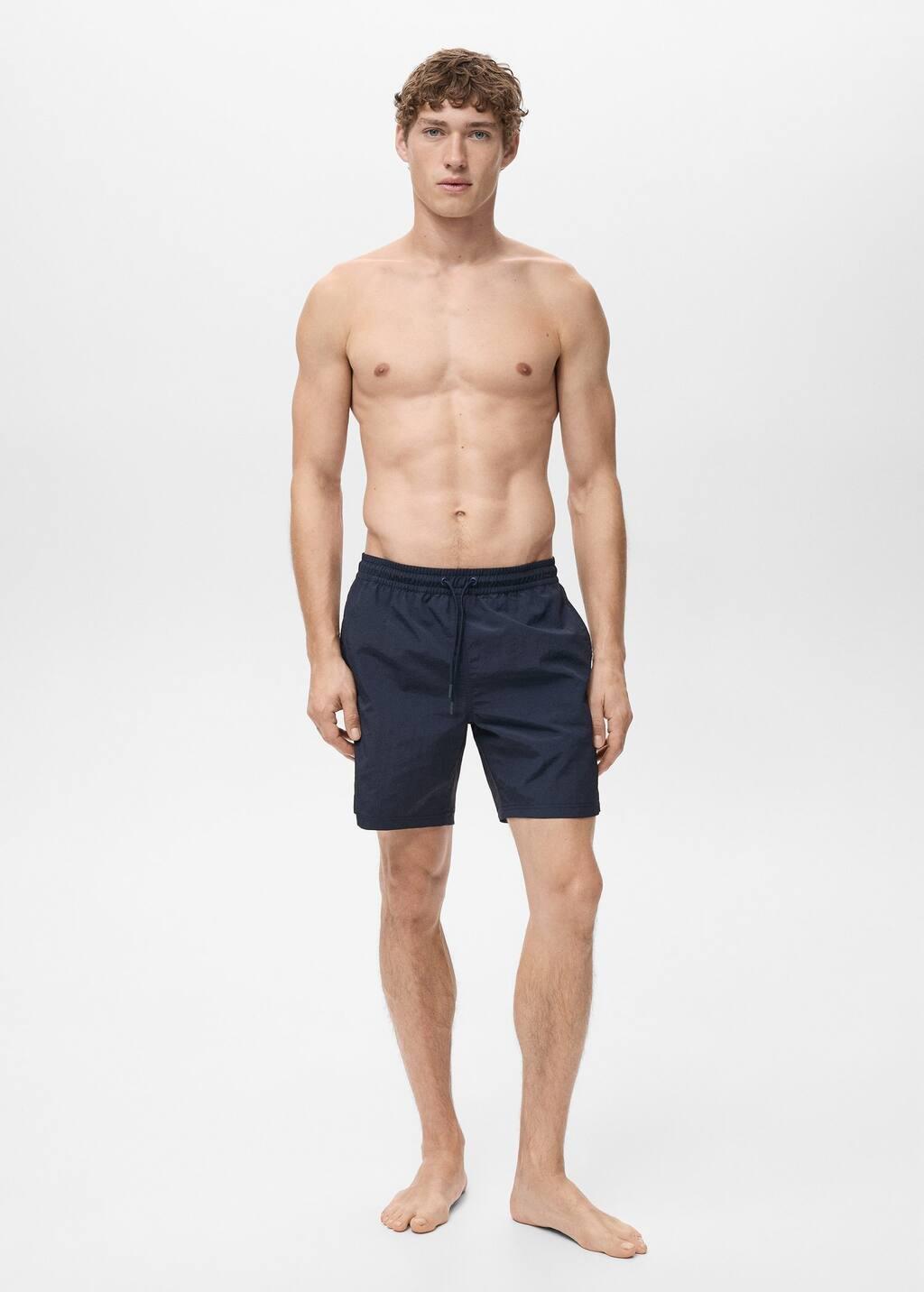 Navy Basic Drawstring Swimsuit, , large image number 4