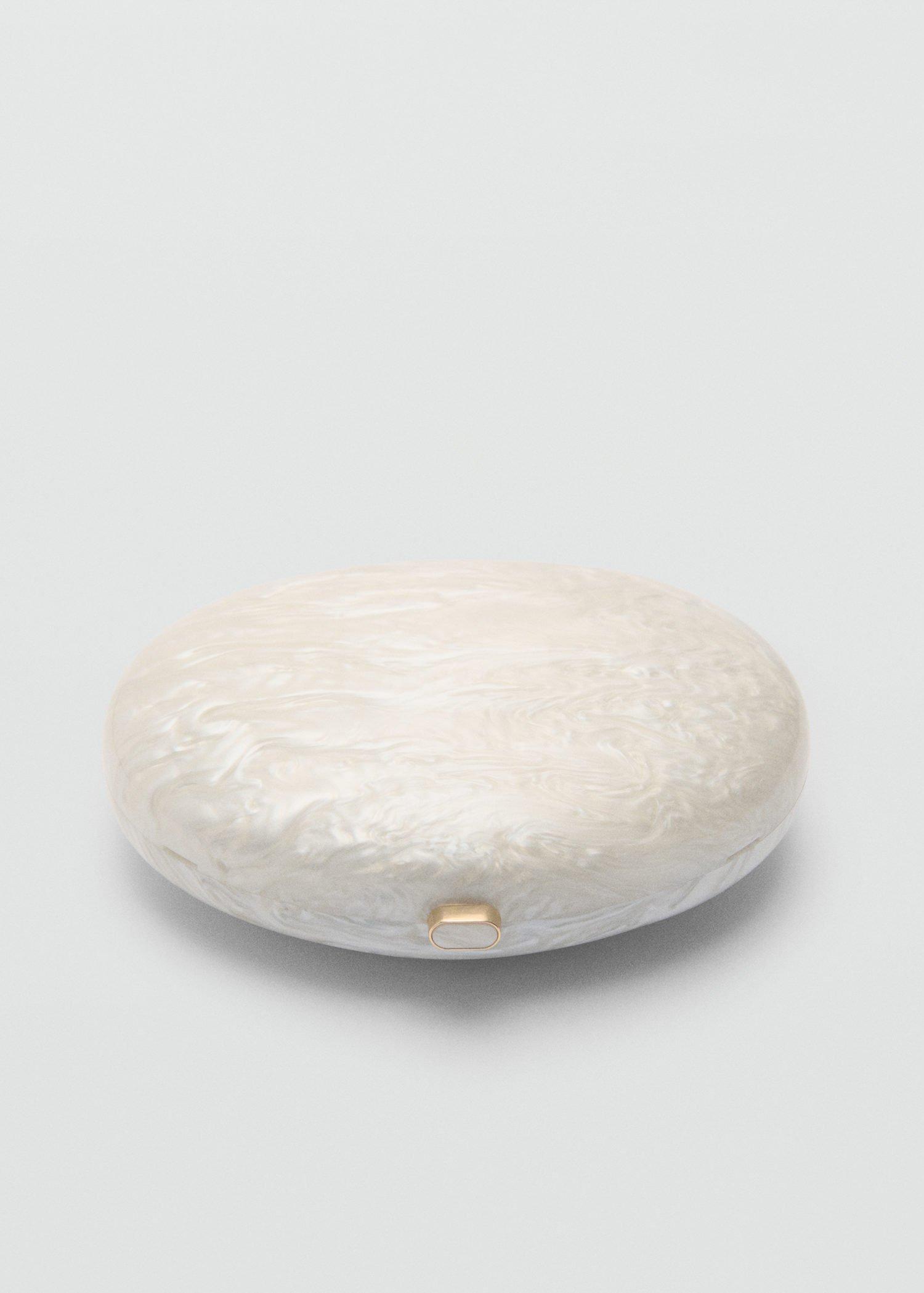 White Oval Clutch Bag, Light Beige, large image number 1