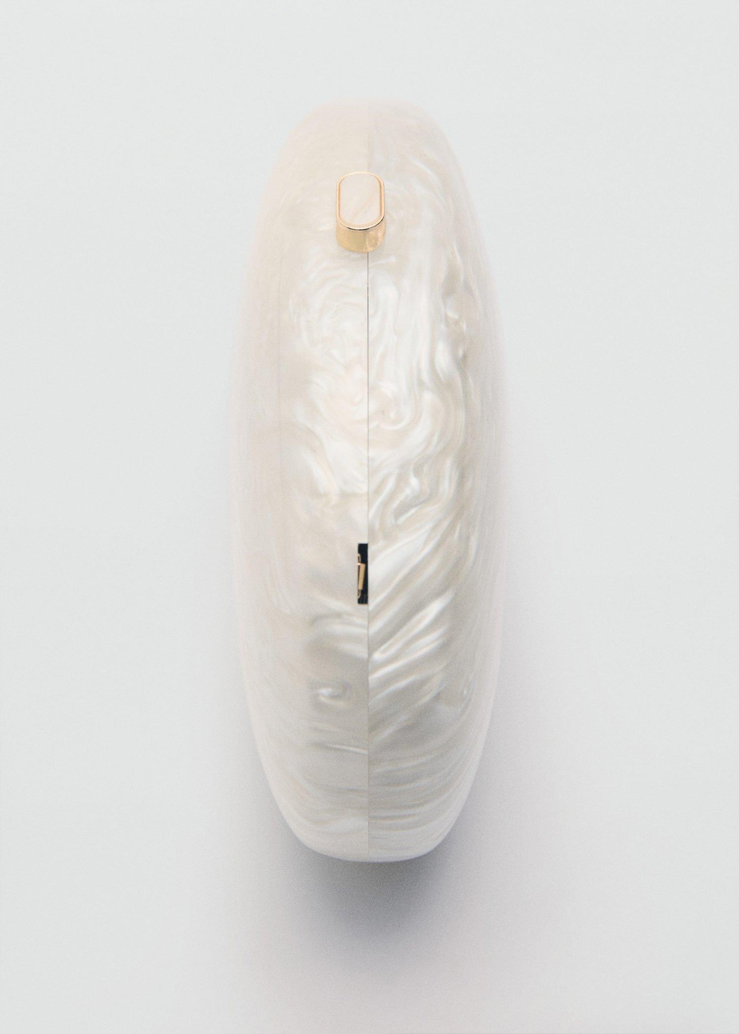 White Oval Clutch Bag, Light Beige, large image number 2