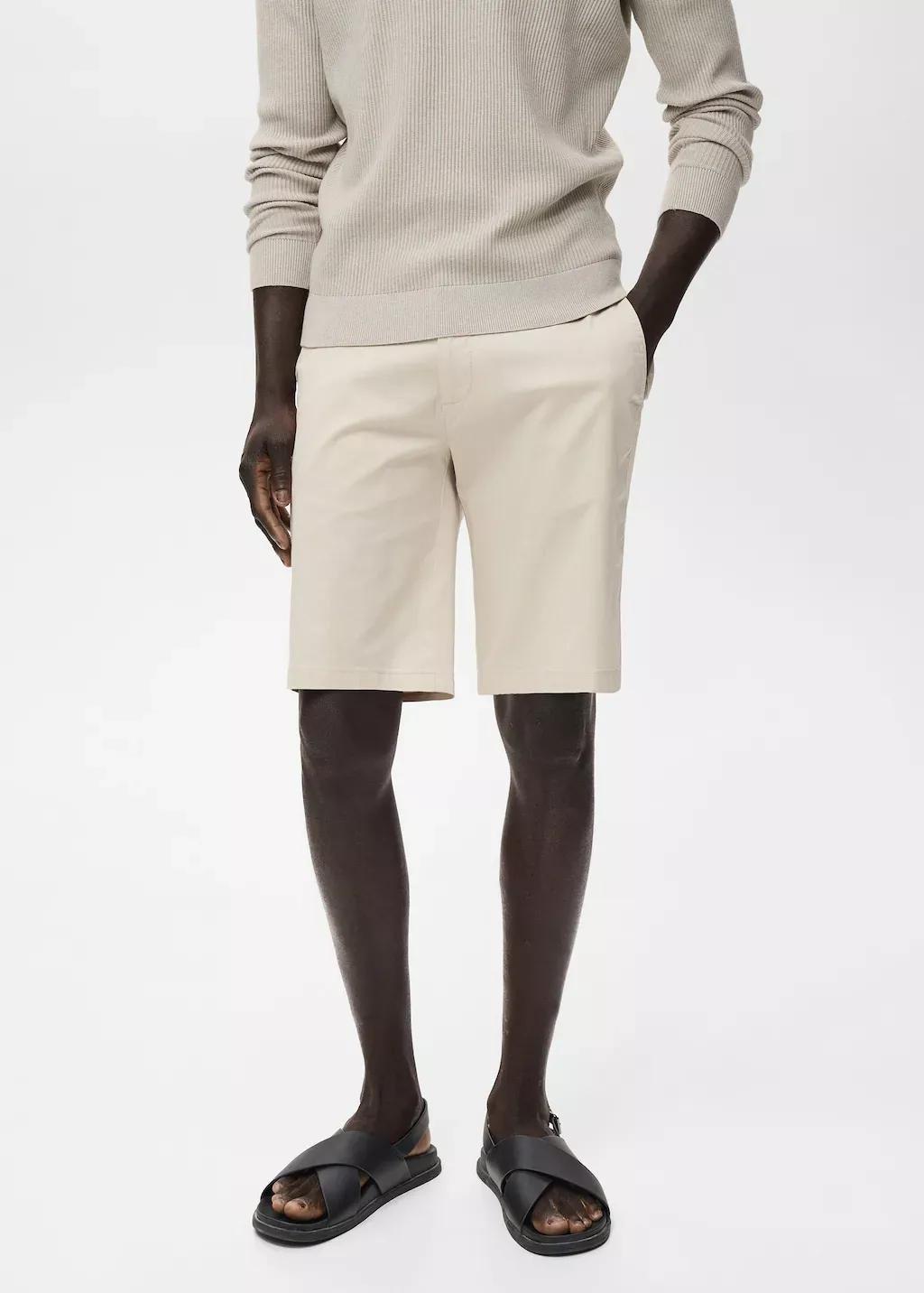 LIGHT BEIGE Slim-fit chino cotton bermuda shorts, Light Beige, medium