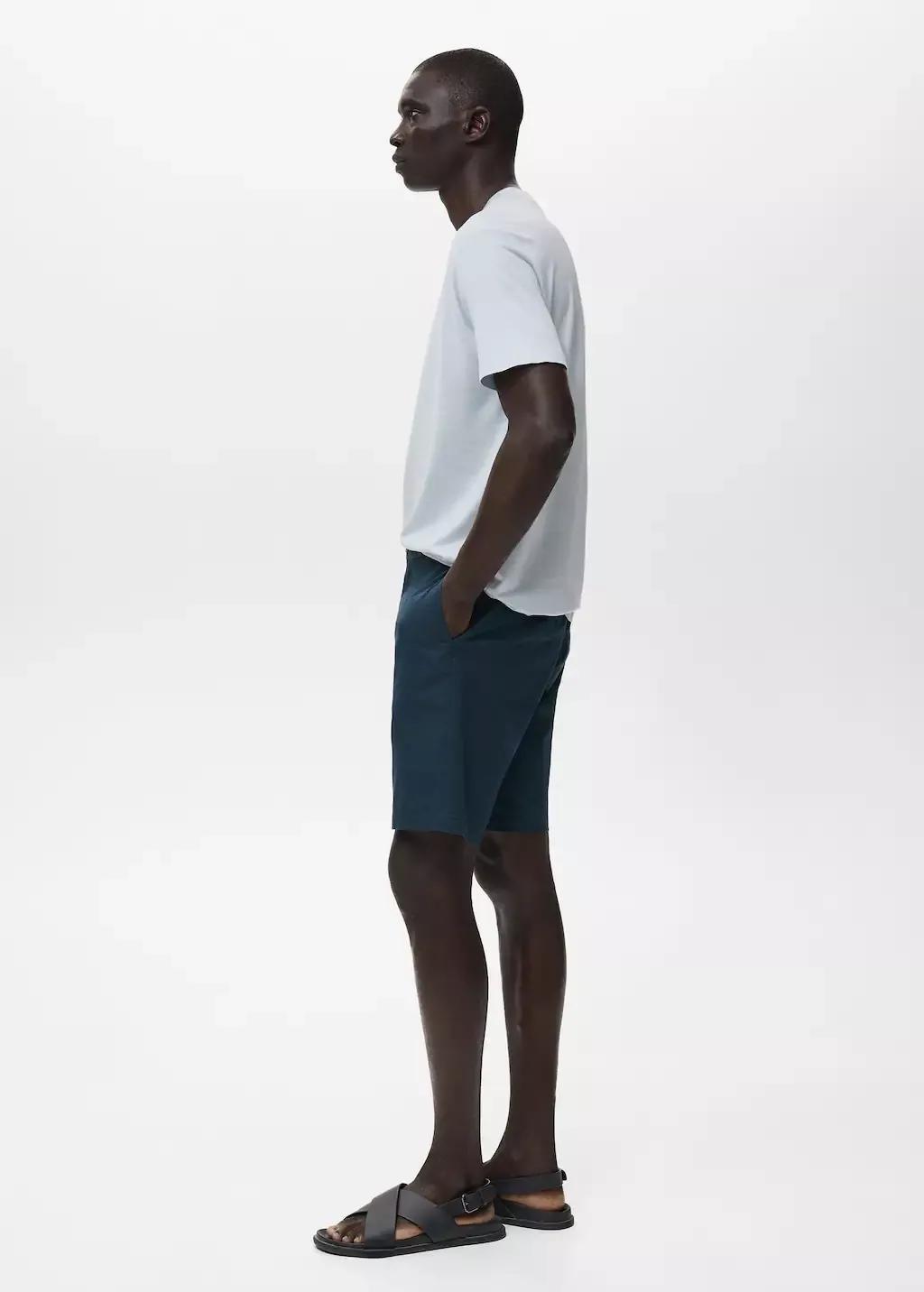 Navy Slim-Fit Chino Cotton Bermuda Shorts, , large image number 2