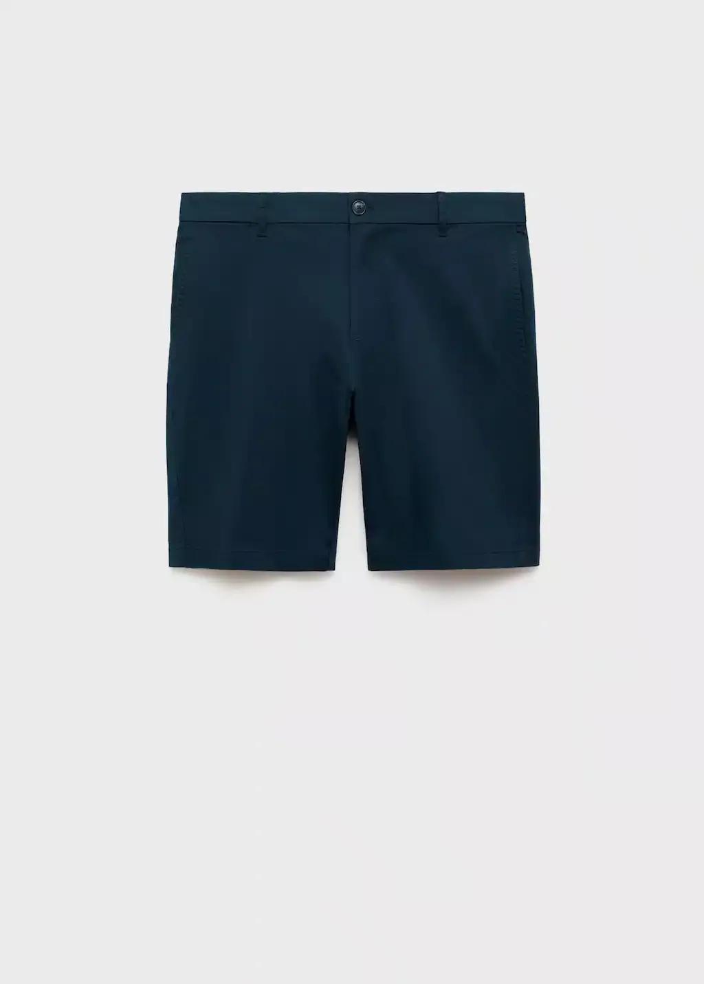 Navy Slim-Fit Chino Cotton Bermuda Shorts, , large image number 3