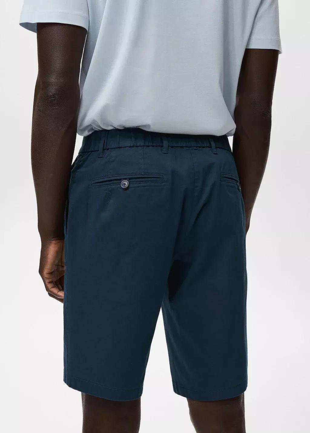 Navy Slim-Fit Chino Cotton Bermuda Shorts, , large image number 4