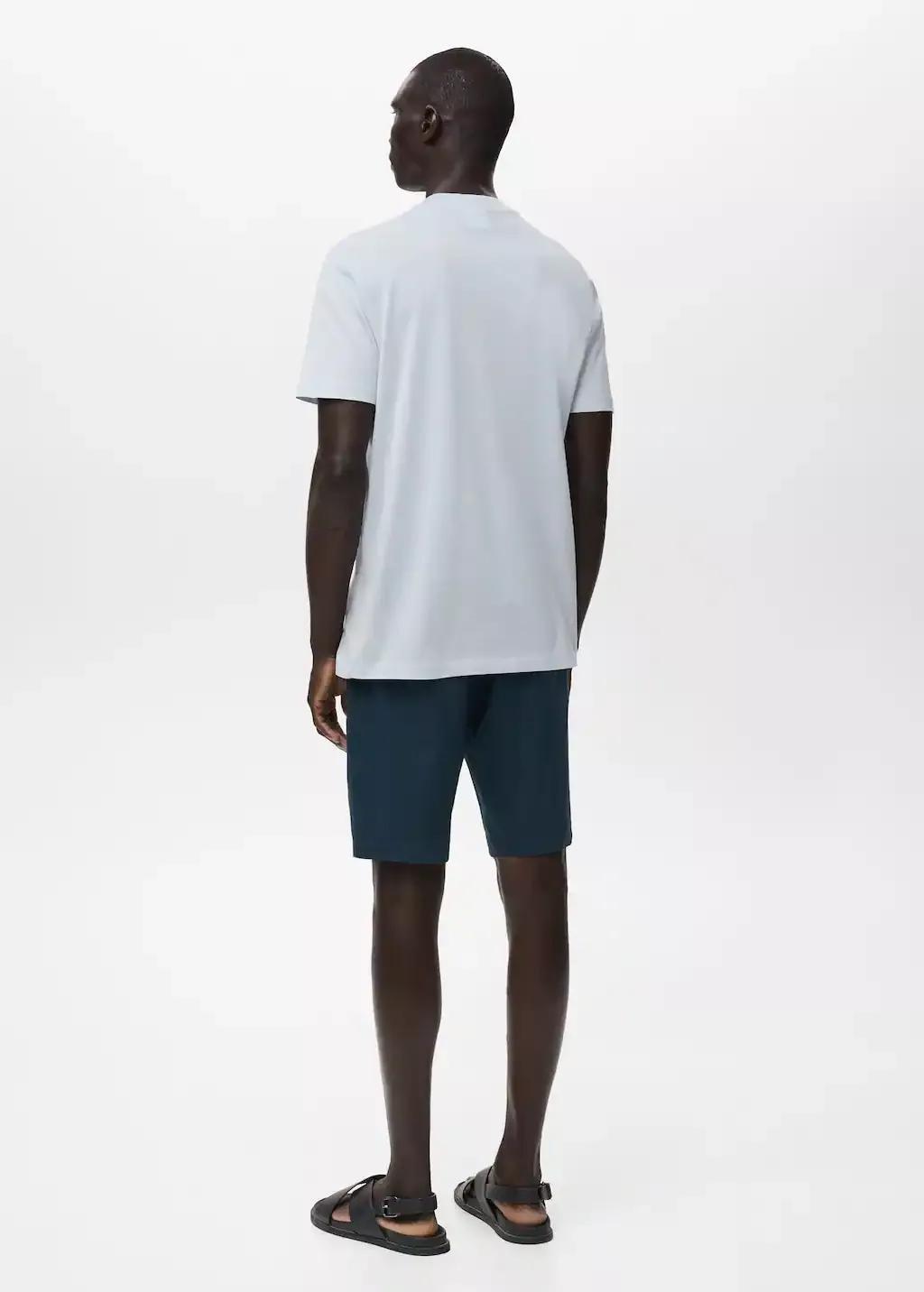 Navy Slim-Fit Chino Cotton Bermuda Shorts, , large image number 6
