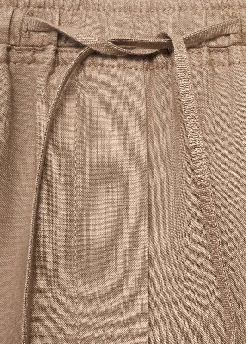 MEDIUM BROWN Linen trousers with drawstring, , large image number 2