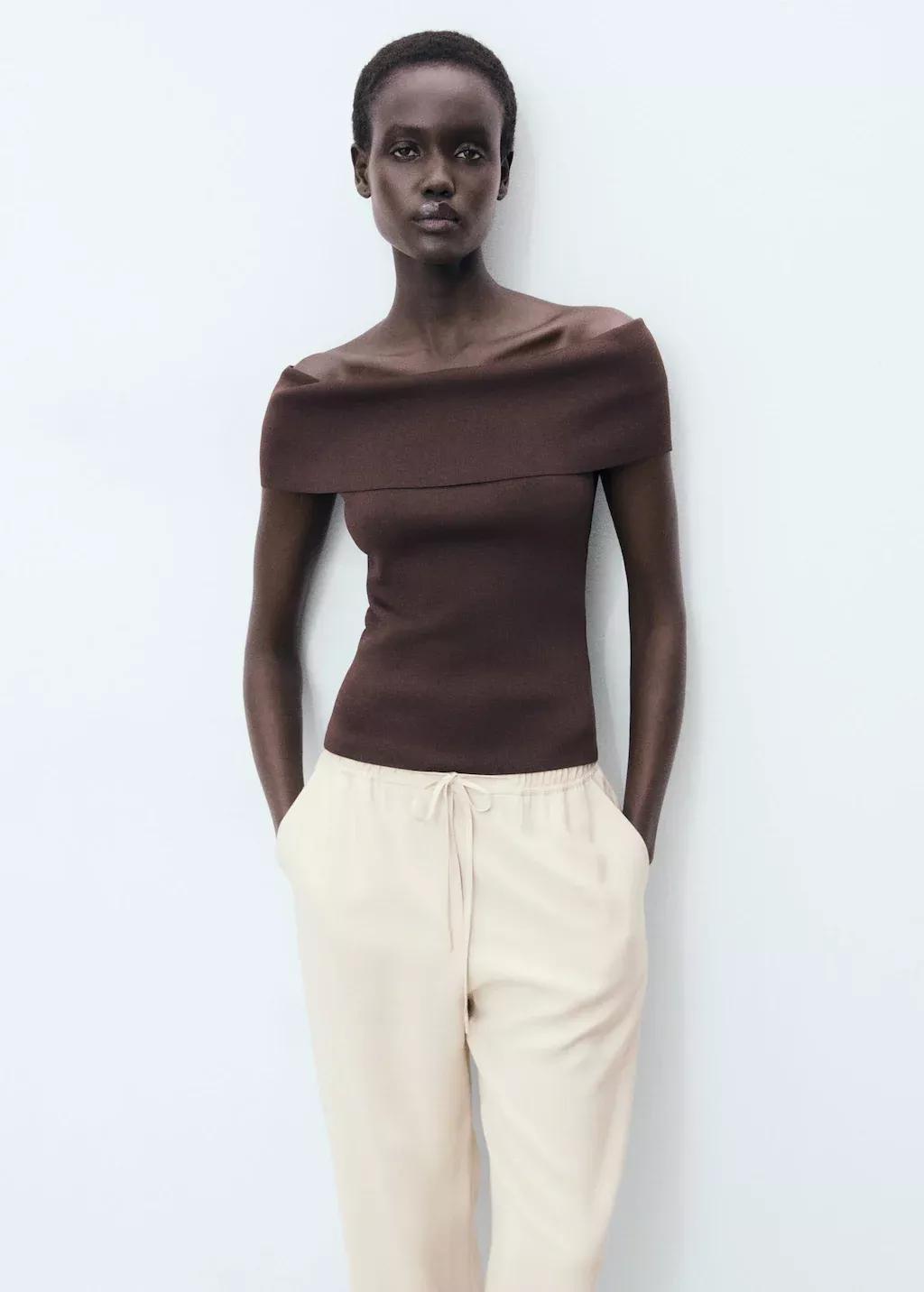LIGHT BEIGE Drawstring flowy trousers, , large image number 1