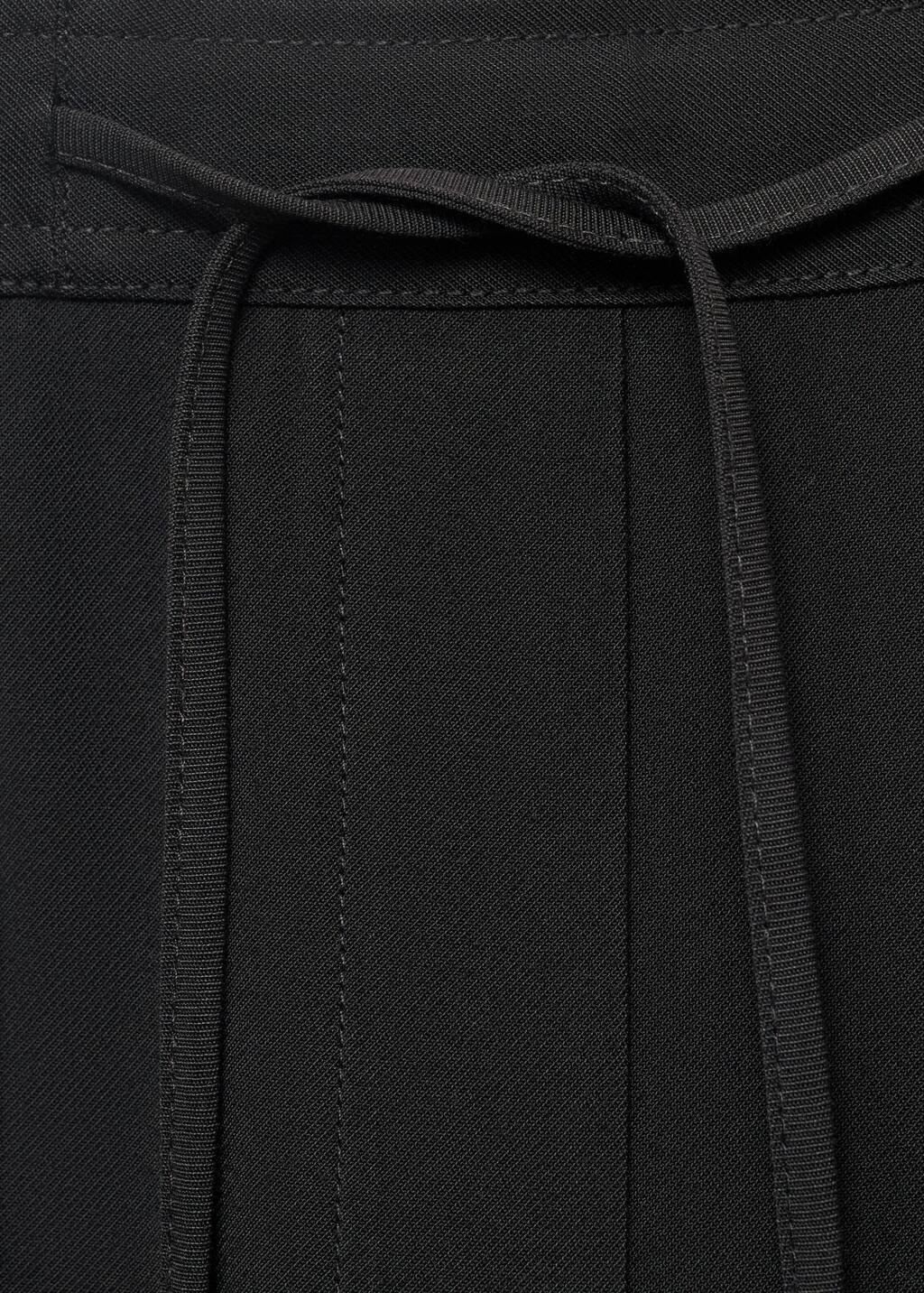Black Drawstring Flowy Trousers, Black, large image number 6