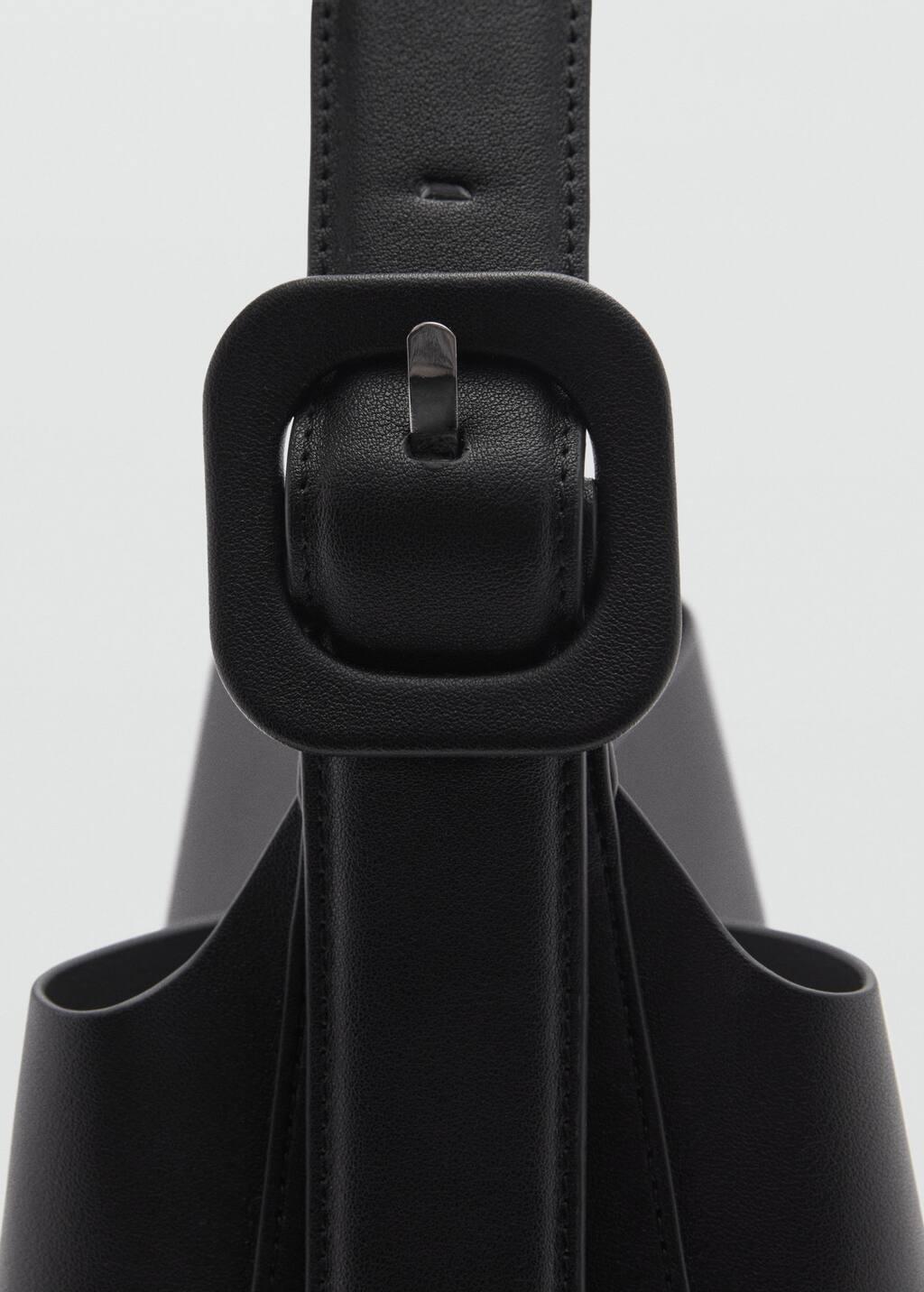 Black Shopper Bag With Buckle, Black, medium