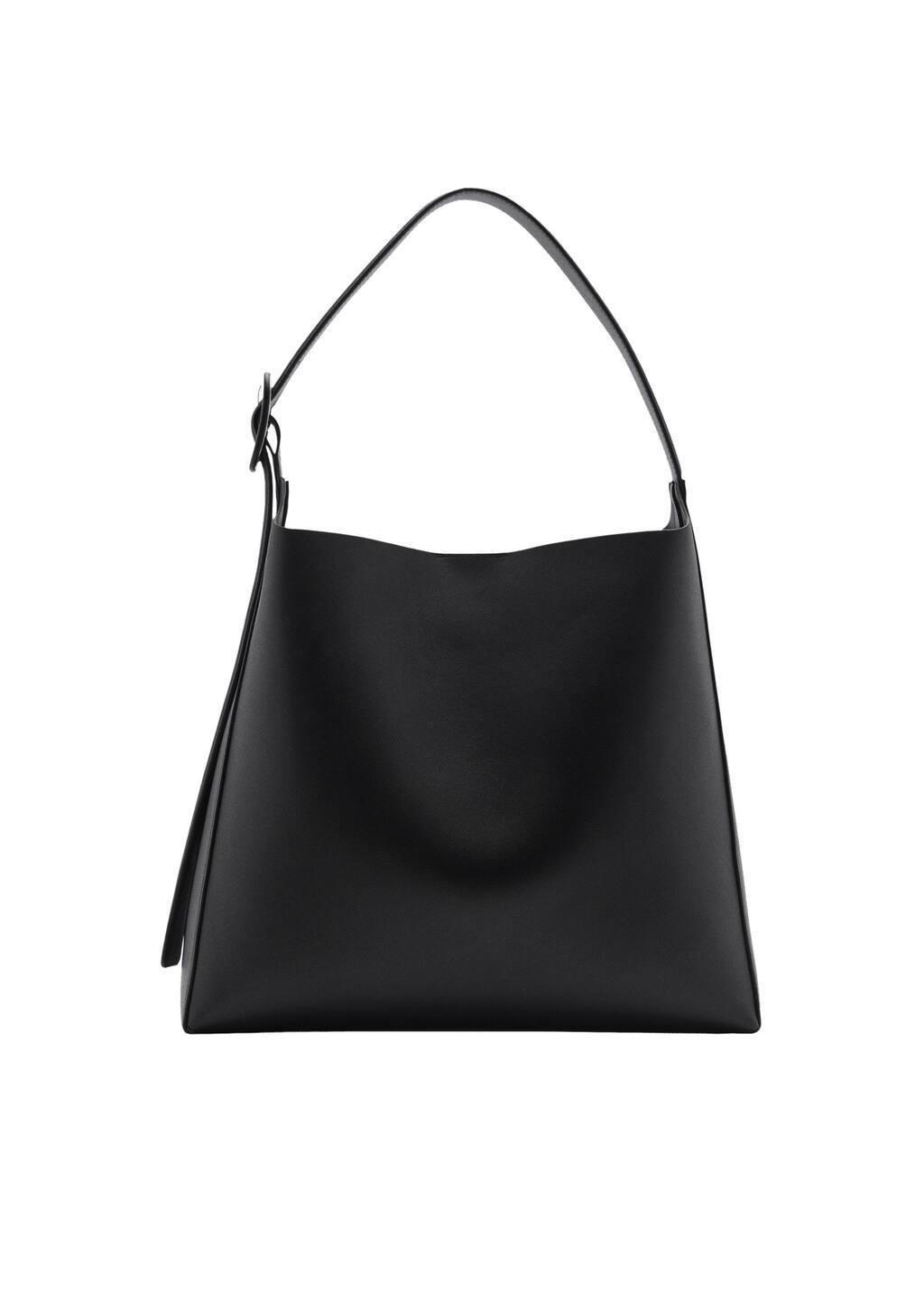 Black Shopper Bag With Buckle, 0201_99, large image number 3