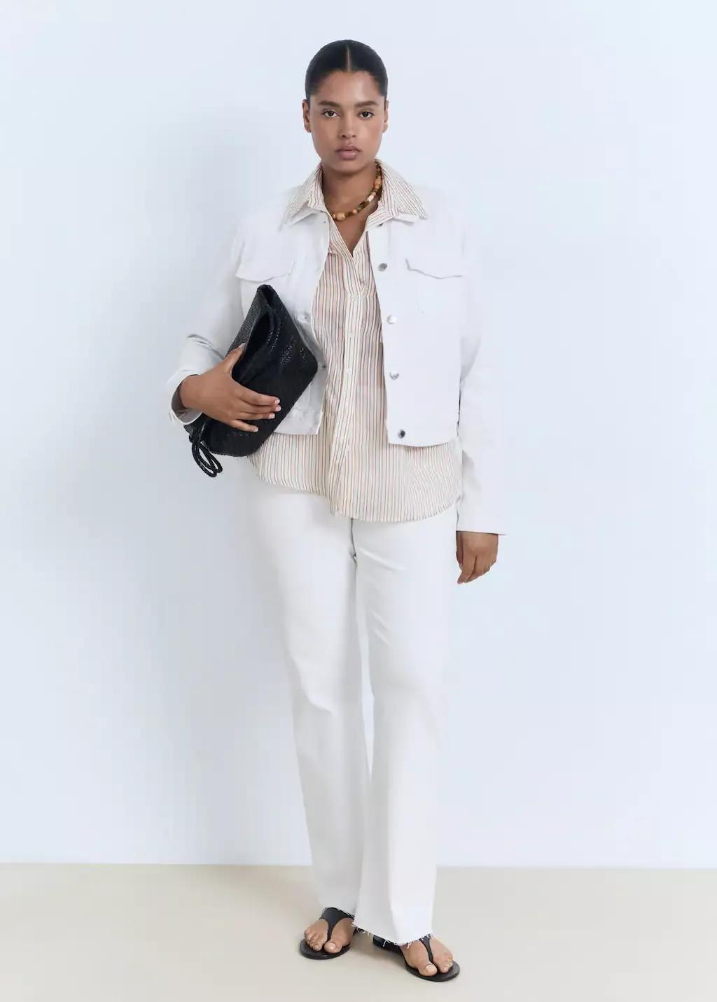 White Pockets Denim Jacket, White, large image number 2