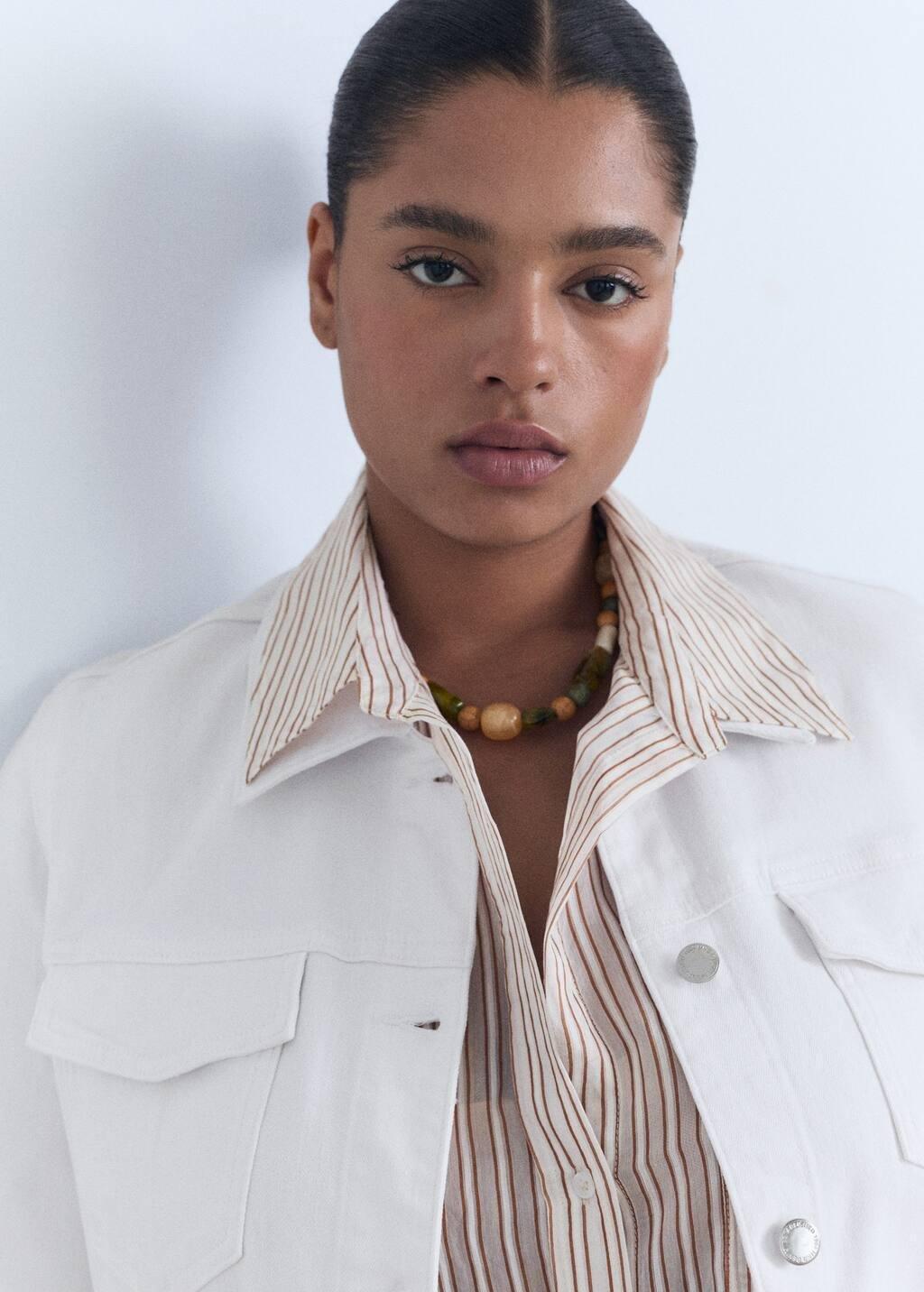 White Pockets Denim Jacket, White, large image number 4