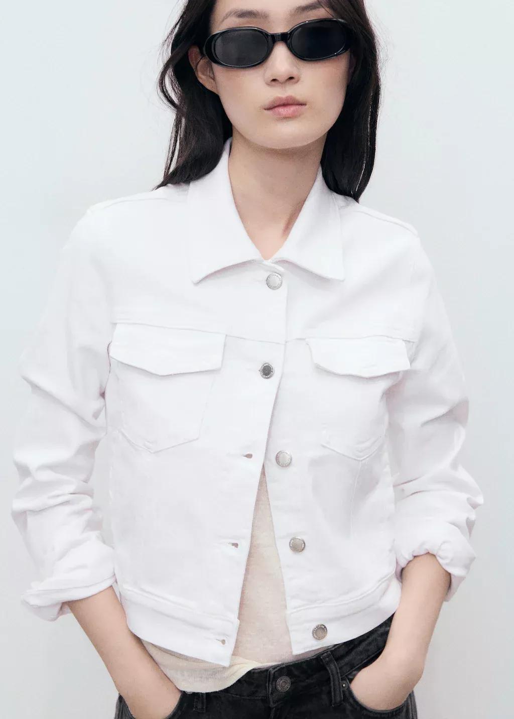 White Pockets Denim Jacket, White, large image number 6