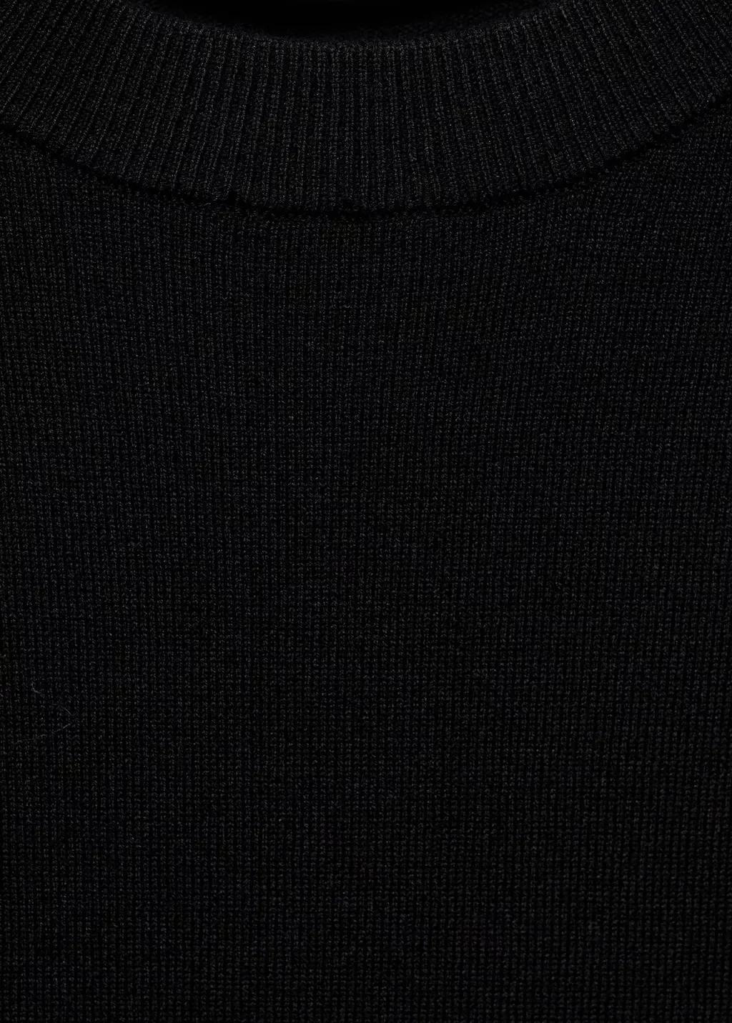 Black Short-Sleeved Fine-Knit Sweater, Black, large image number 4