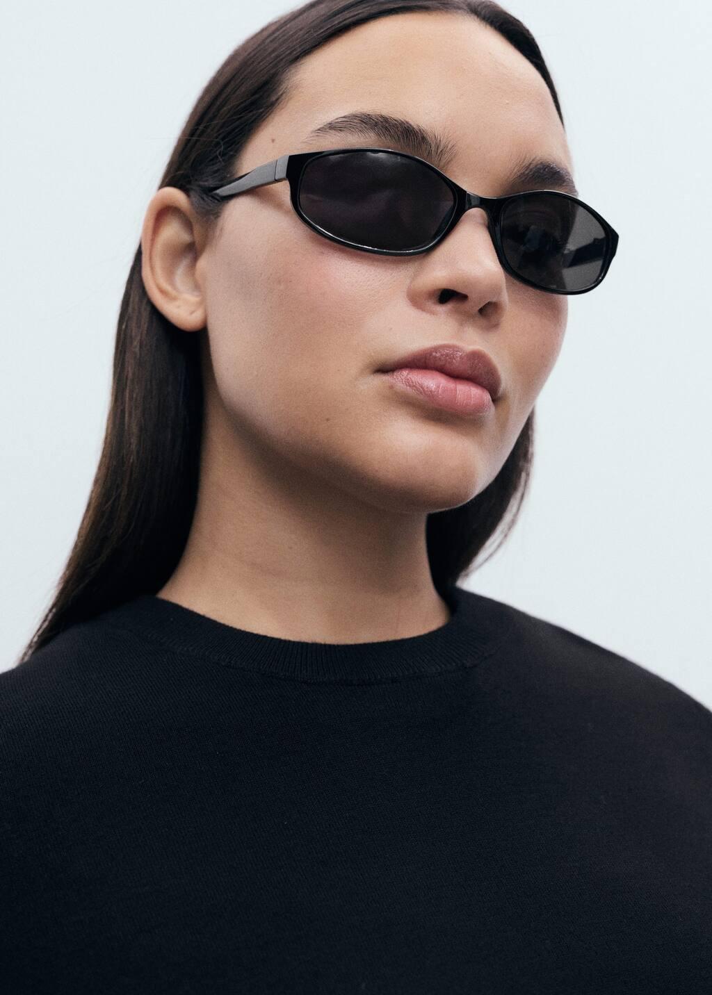 Black Short-Sleeved Fine-Knit Sweater, Black, large image number 6