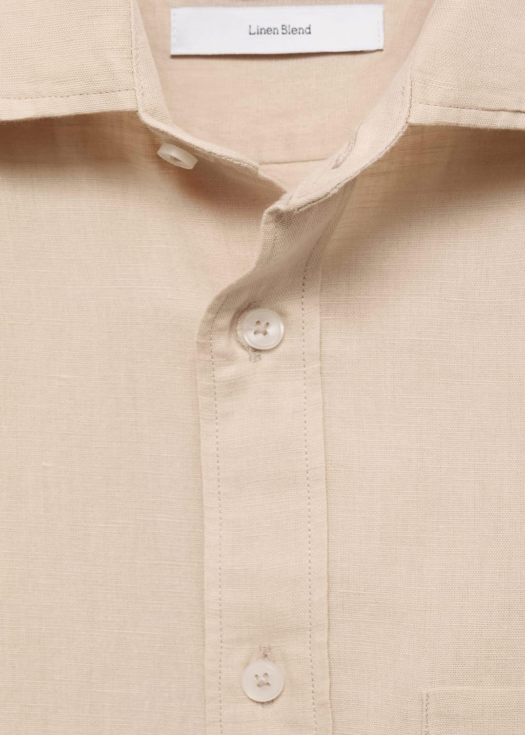 Brown Pocket Linen Shirt, Light Pastel Brown, large image number 4
