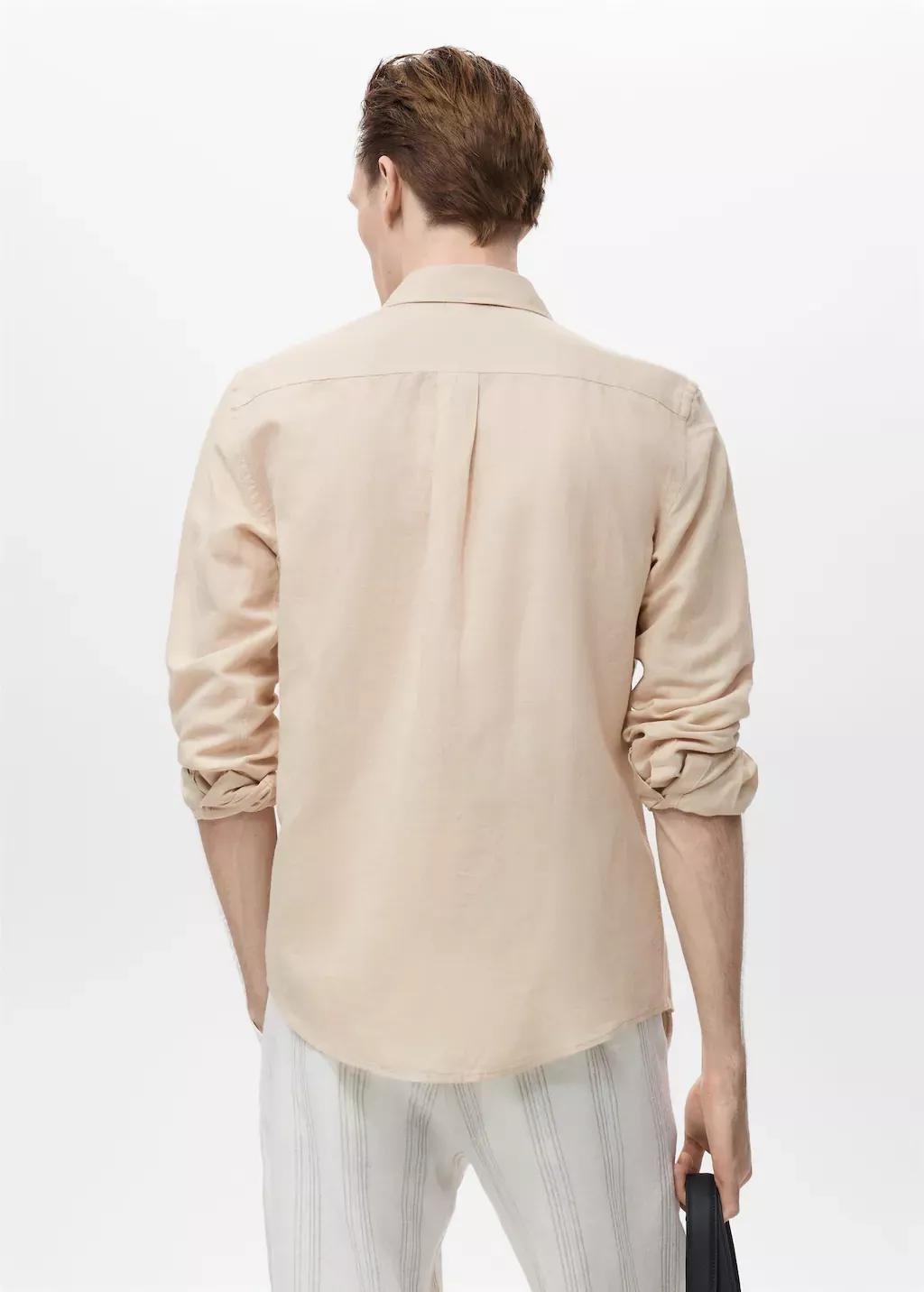 Brown Pocket Linen Shirt, Light Pastel Brown, large image number 5