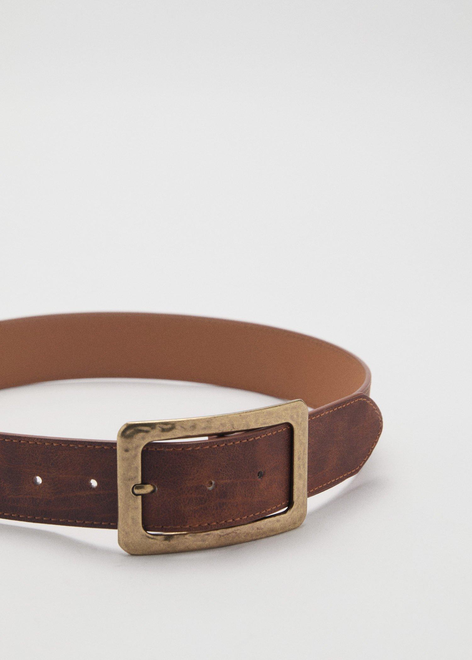 Brown Textured Square Buckle Belt, , large image number 2