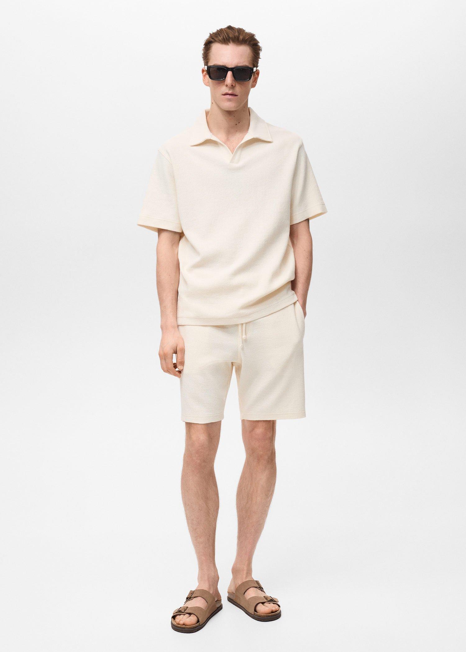 Beige Regular-Fit Textured Polo Shirt, , large image number 0