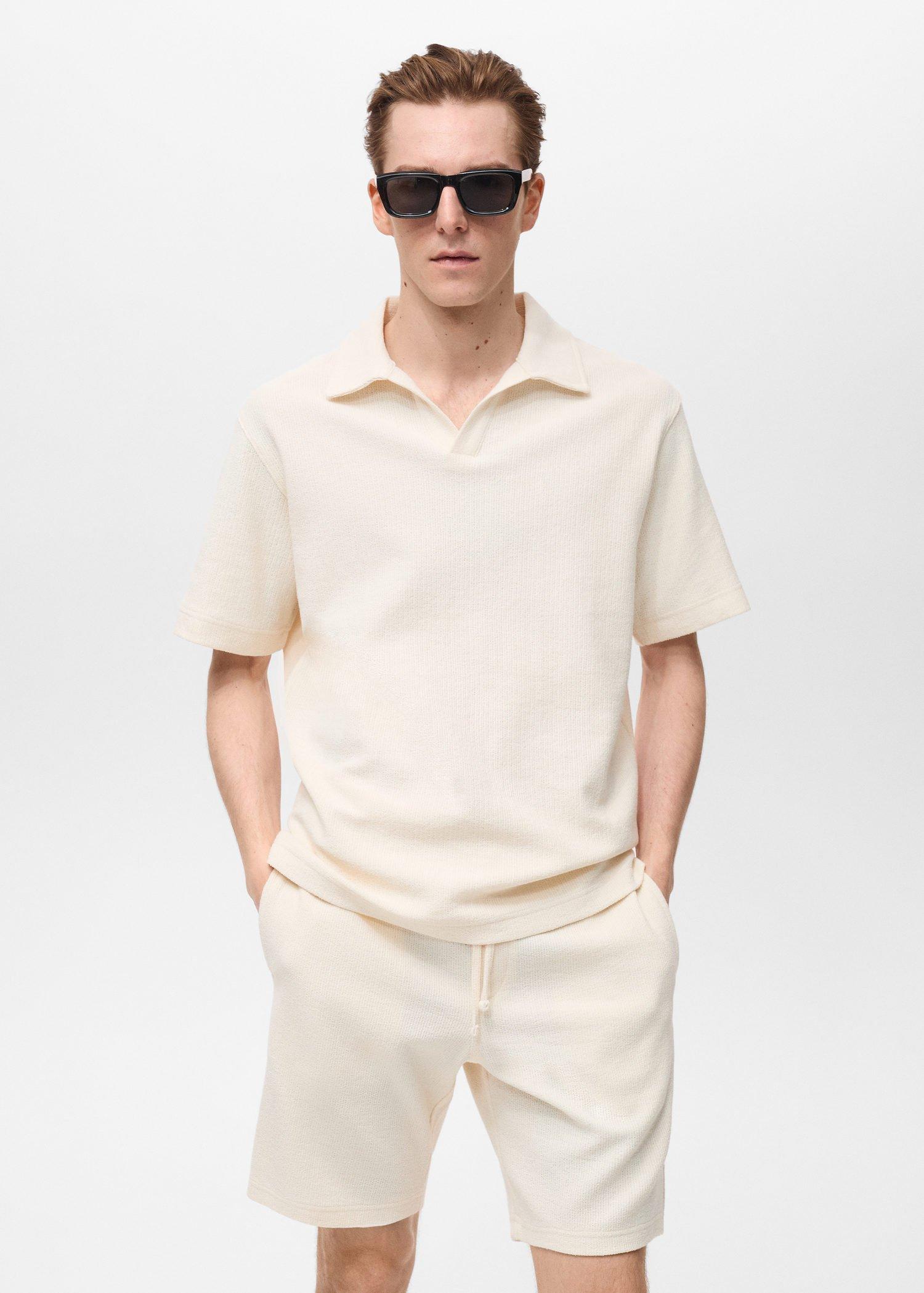Beige Regular-Fit Textured Polo Shirt, , large image number 1