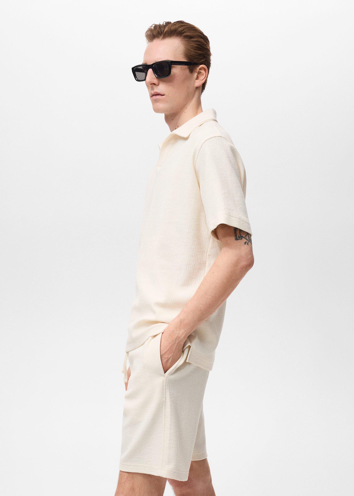 Beige Regular-Fit Textured Polo Shirt, , large image number 3