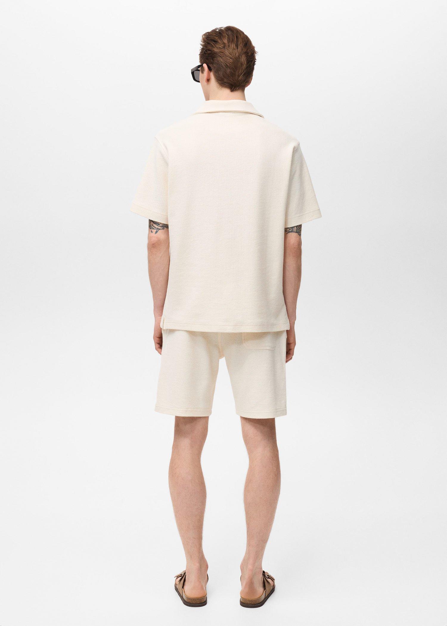 Beige Regular-Fit Textured Polo Shirt, Light Beige, large image number 8