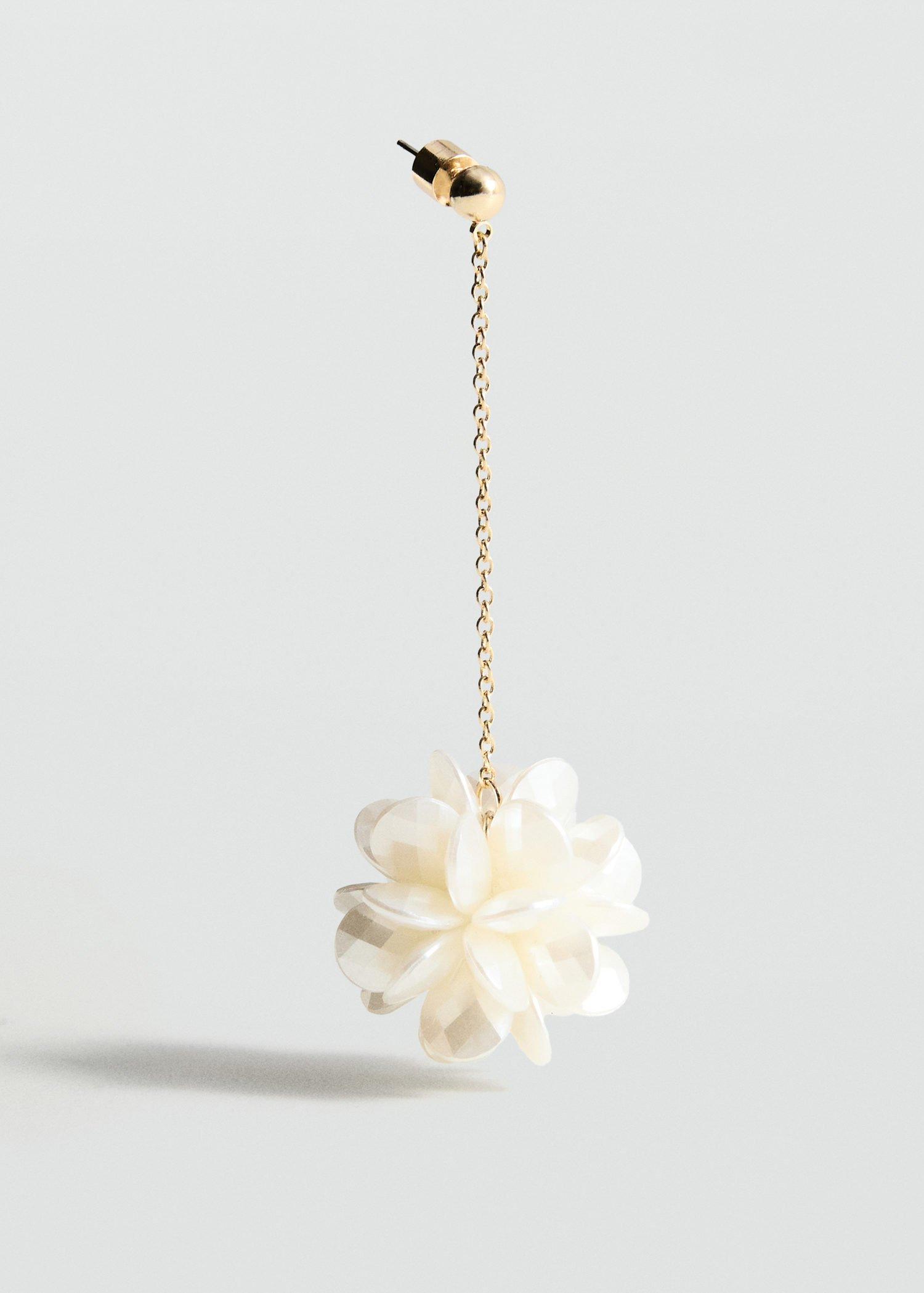 Gold Long Flower Earrings, Gold, large image number 4